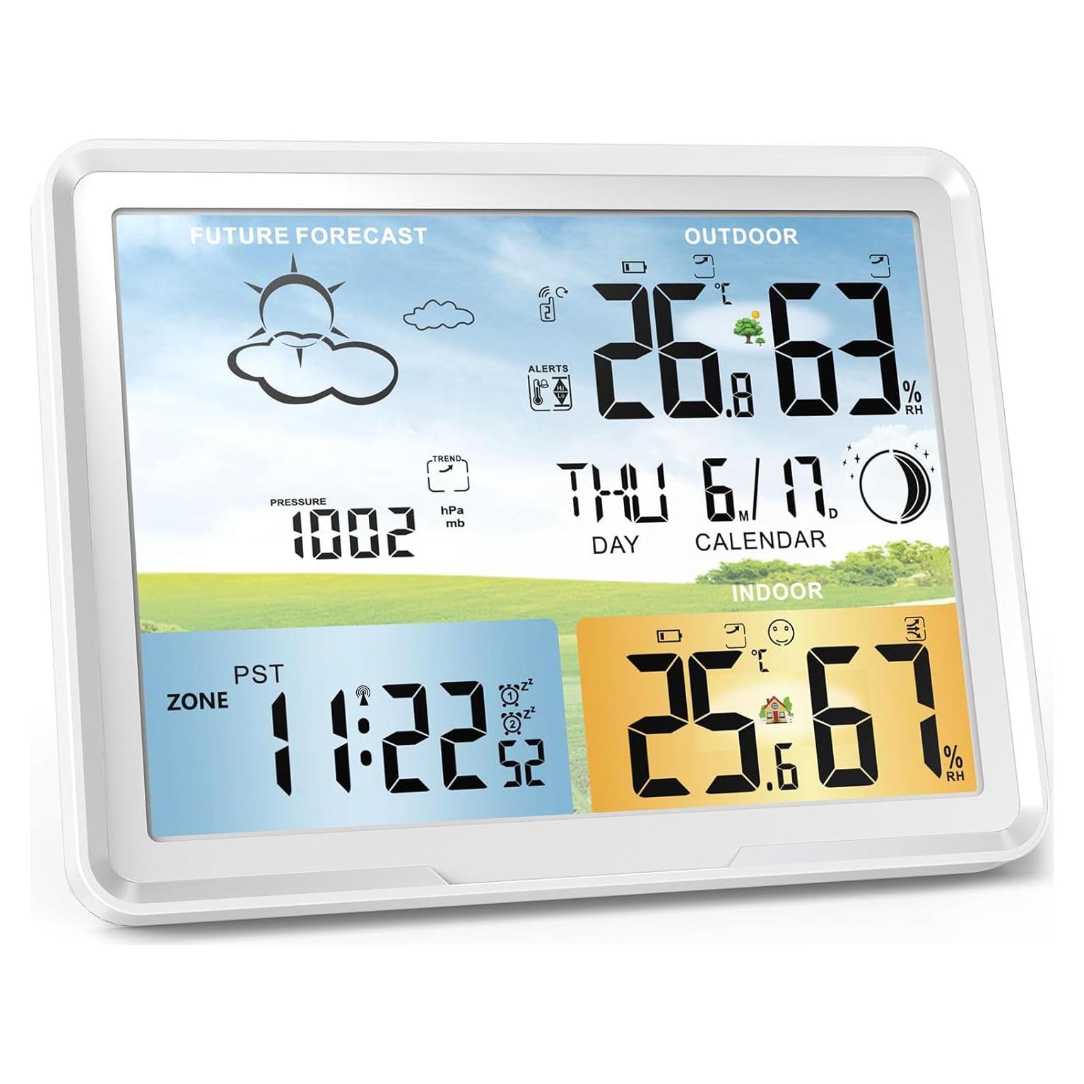 Estación Meteorológica Inalámbrica LUVUOKYE con Termómetro y Reloj