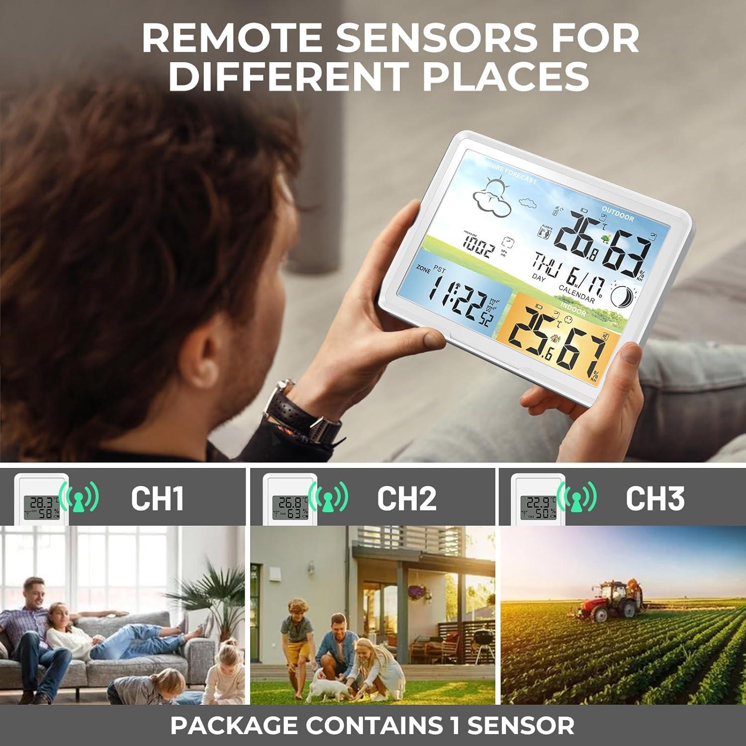 Estación Meteorológica Inalámbrica LUVUOKYE con Termómetro y Reloj