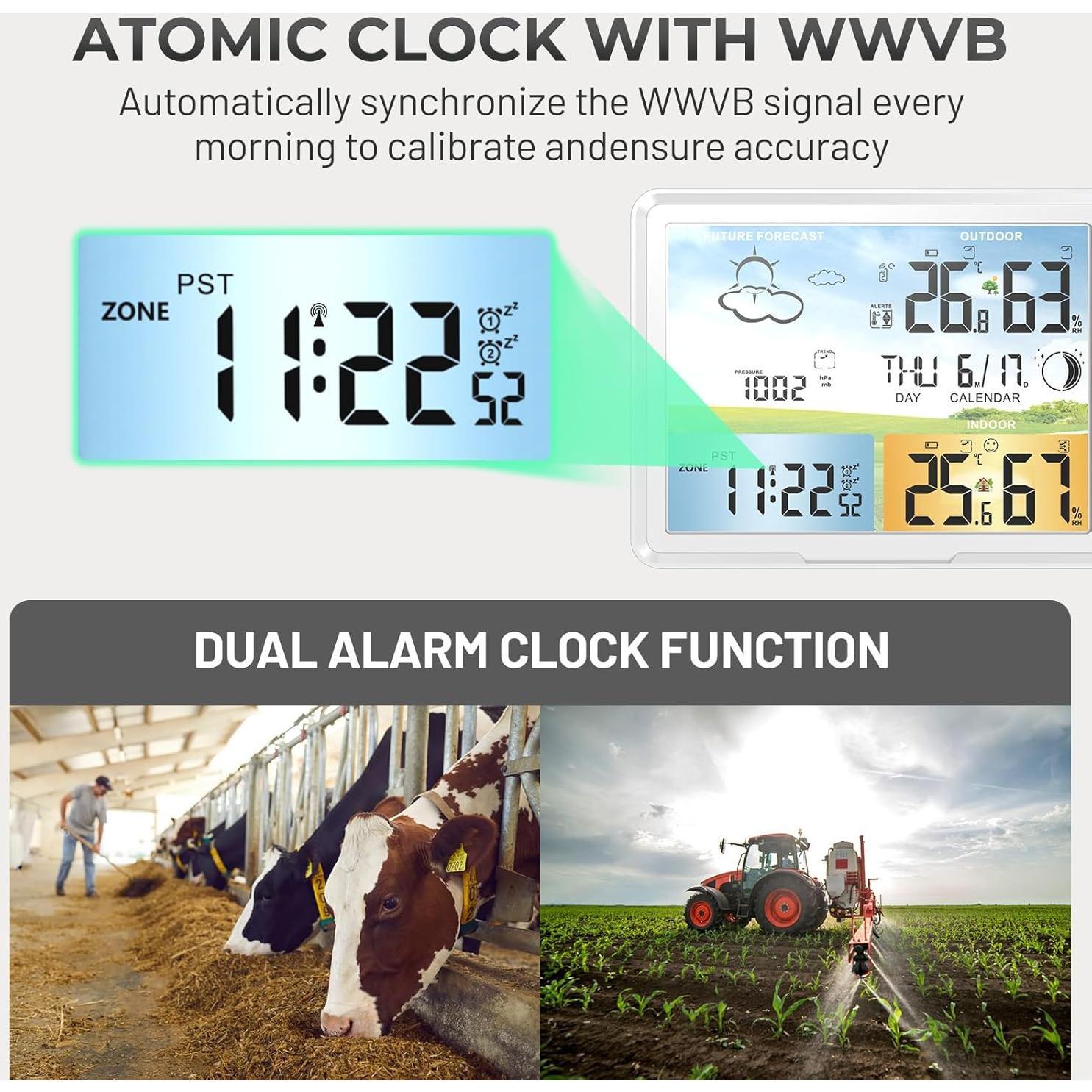 Estación Meteorológica Inalámbrica LUVUOKYE con Termómetro y Reloj