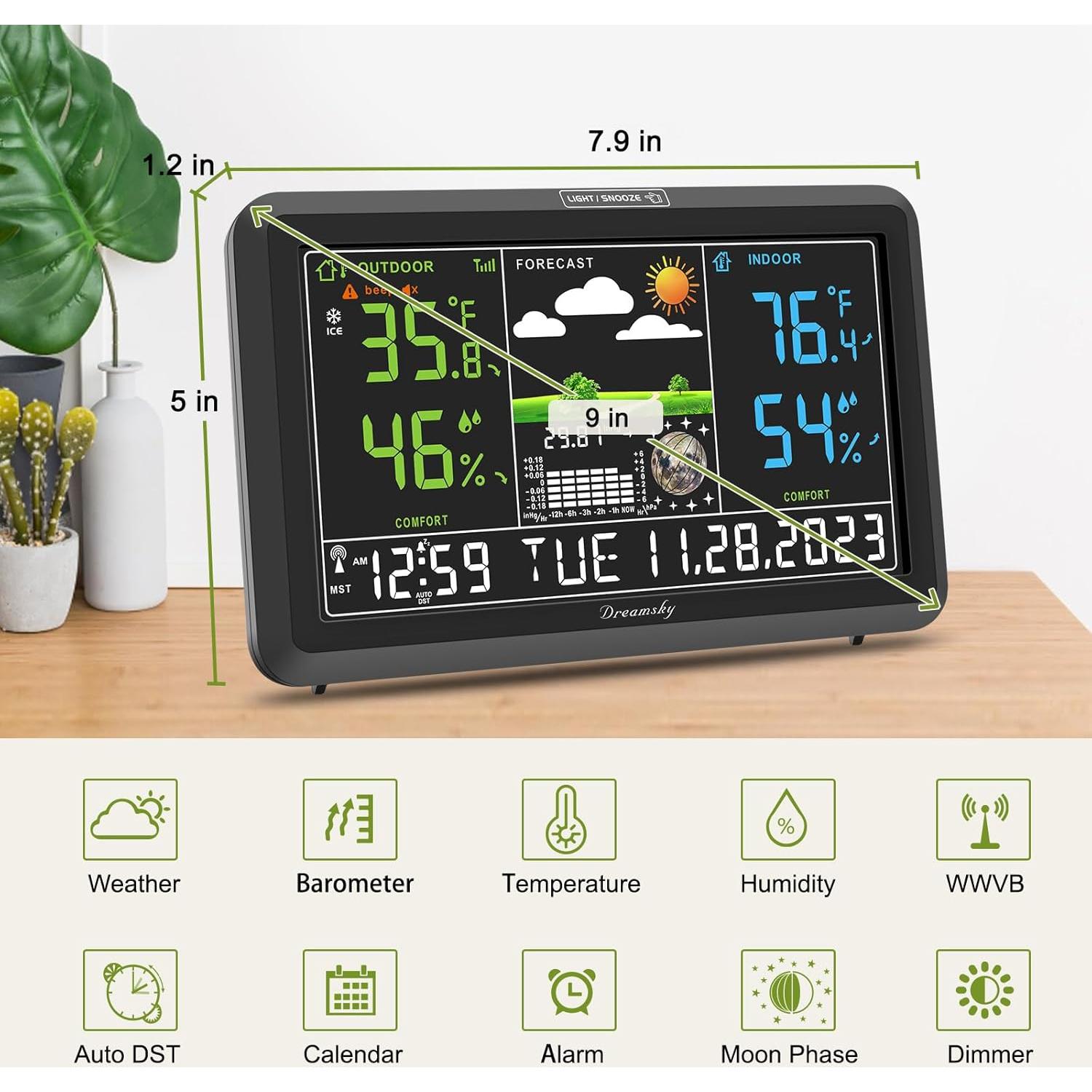 Estación Meteorológica DreamSky Inalámbrica con Reloj Atómico