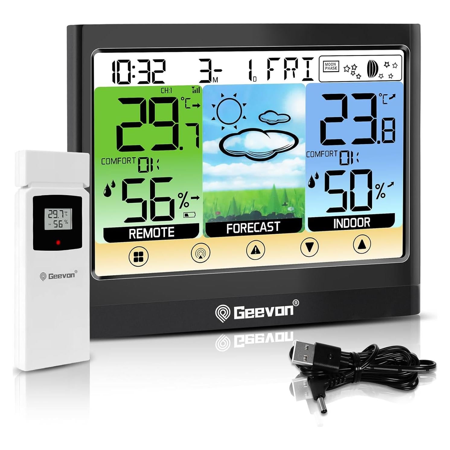 Estación Meteorológica Inalámbrica Geevon con Pantalla Táctil LCD