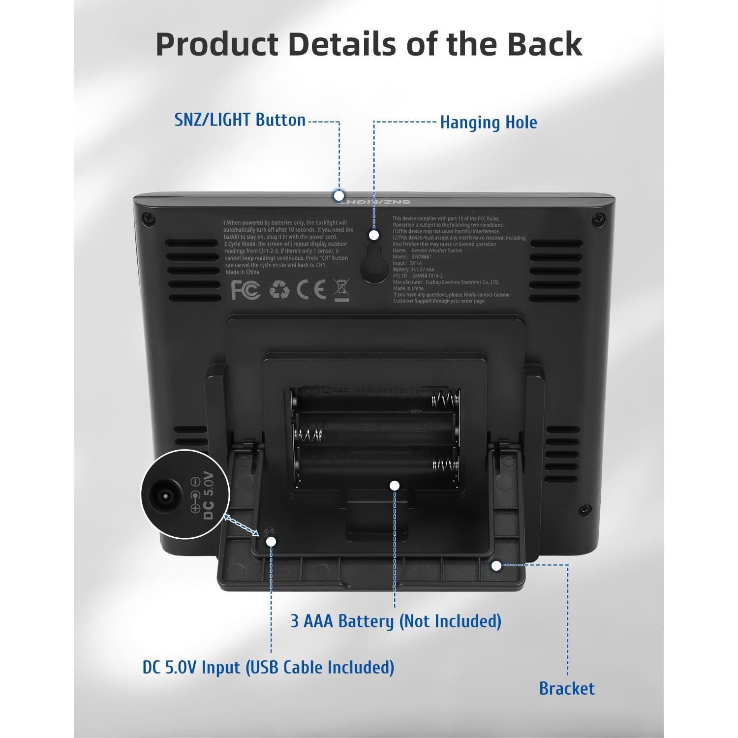 Estación Meteorológica Inalámbrica Geevon con Pantalla Táctil LCD