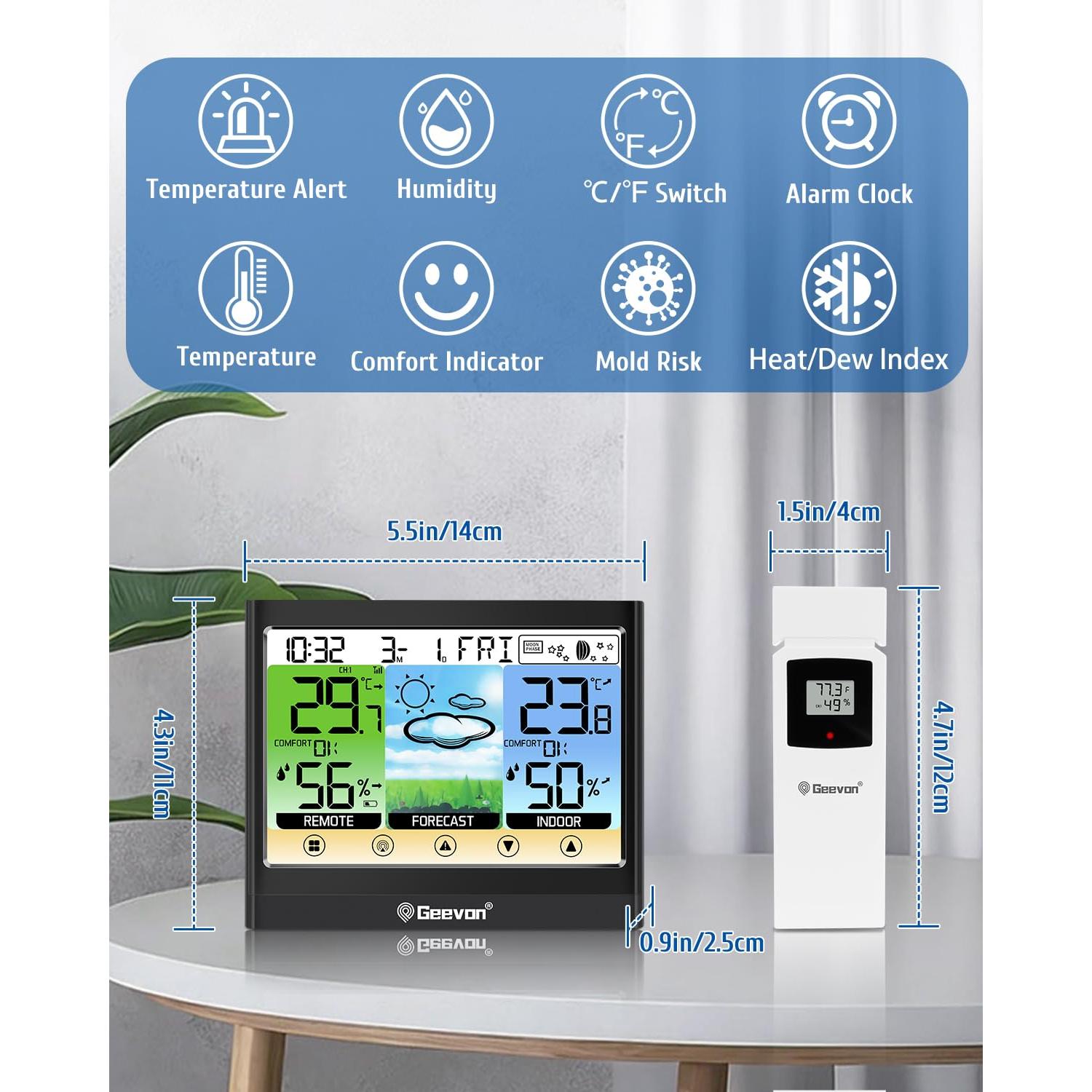 Estación Meteorológica Inalámbrica Geevon con Pantalla Táctil LCD