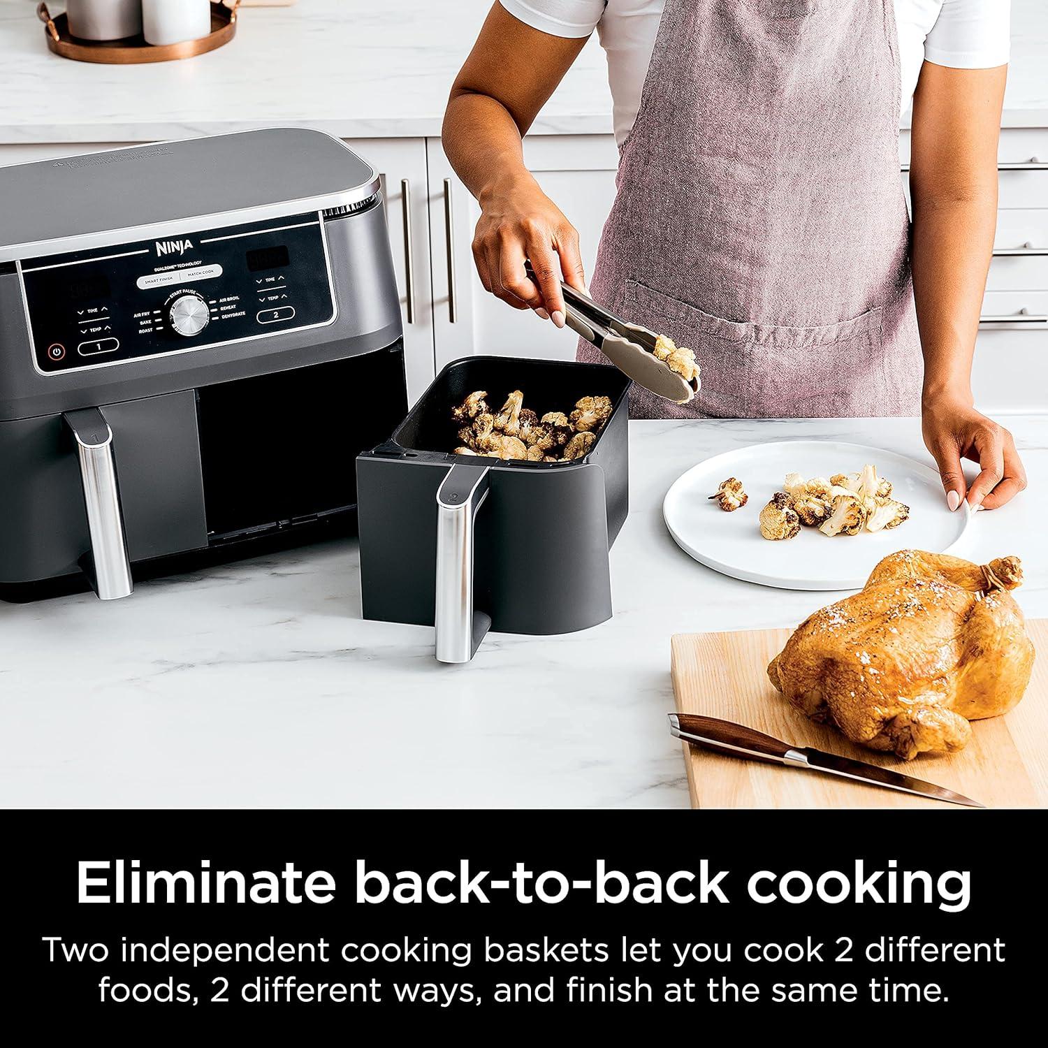 Freidora de Aire Ninja DZ401 10 Qt 6-en-1 DualZone XL Gris