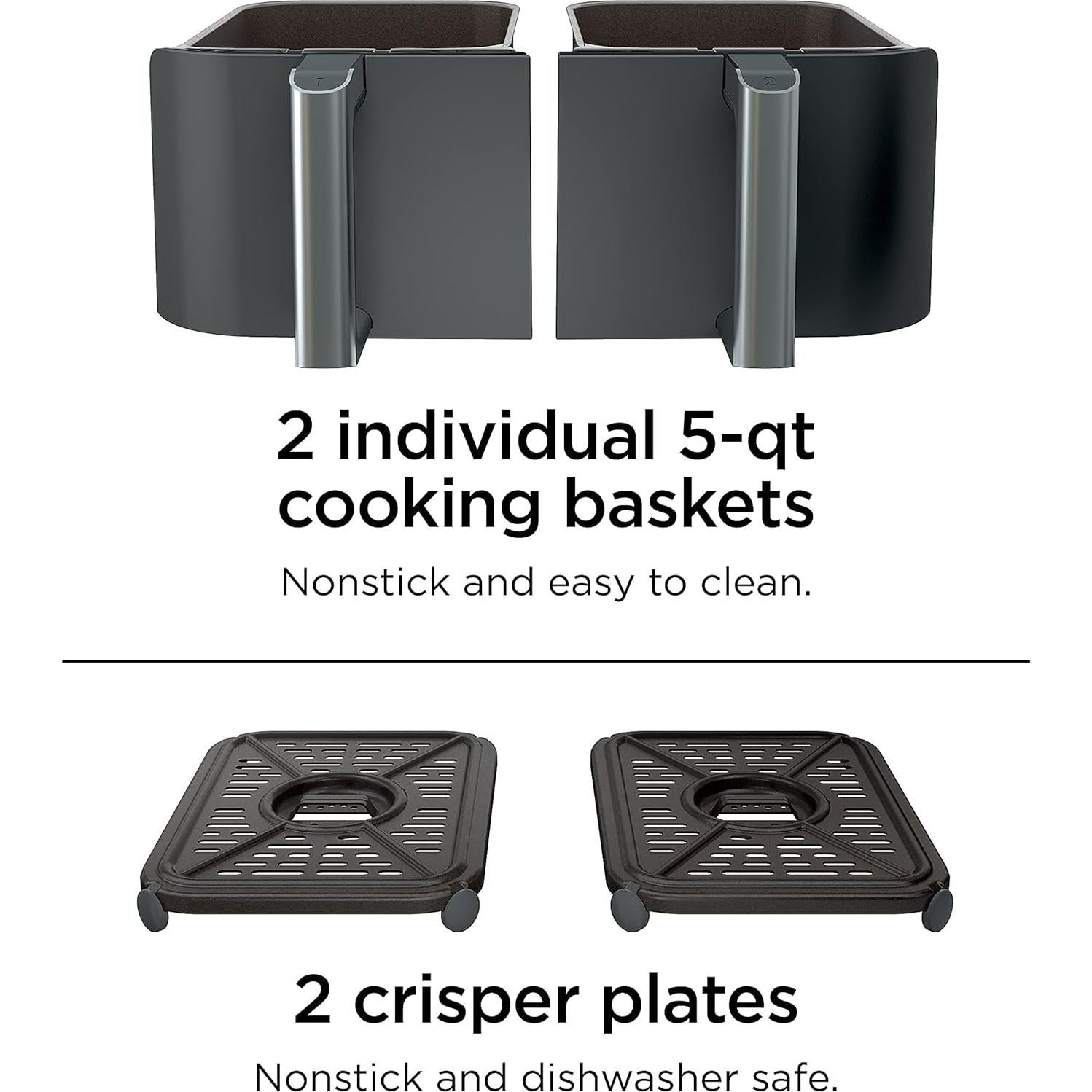 Freidora de Aire Ninja DZ401 10 Qt 6-en-1 DualZone XL Gris