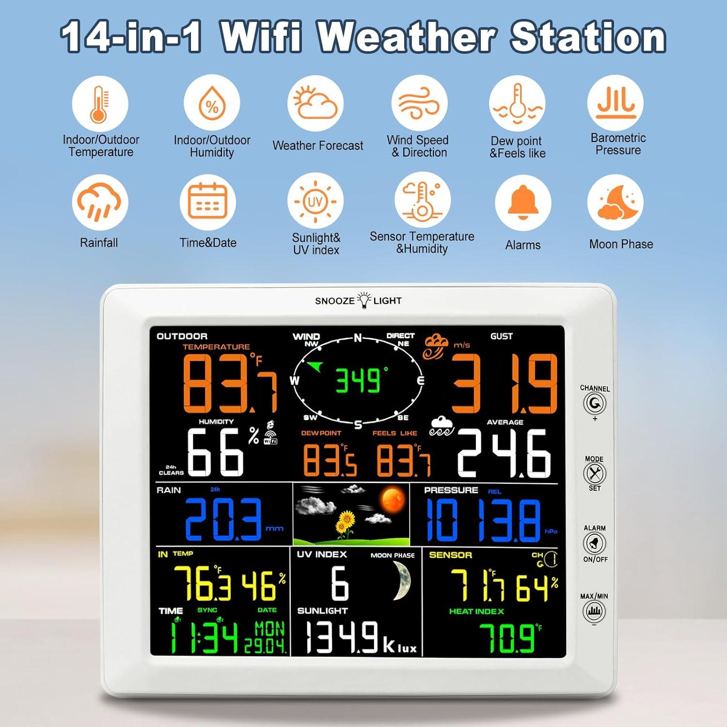 Estación Meteorológica WiFi AIRAIN 14-en-1 Interior/Exterior