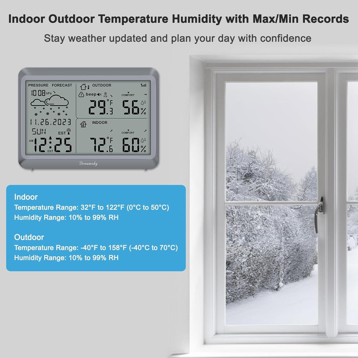 Estación Meteorológica DreamSky DS23W1 Inalámbrica con Termómetro y Higrómetro