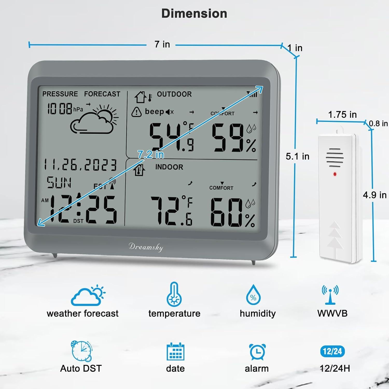 Estación Meteorológica DreamSky DS23W1 Inalámbrica con Termómetro y Higrómetro