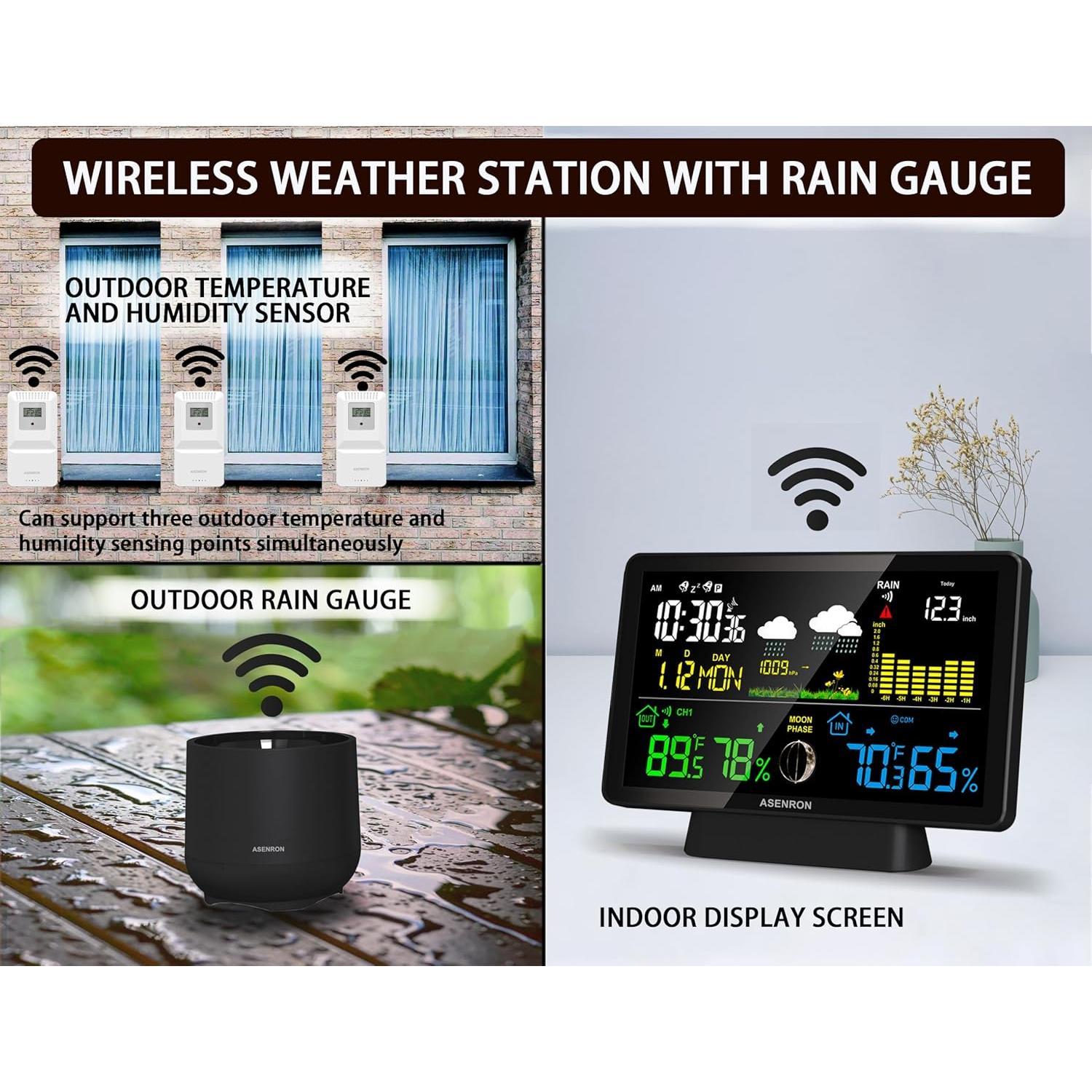 Estación Meteorológica Asenron con Pluviómetro Digital 5065-3S