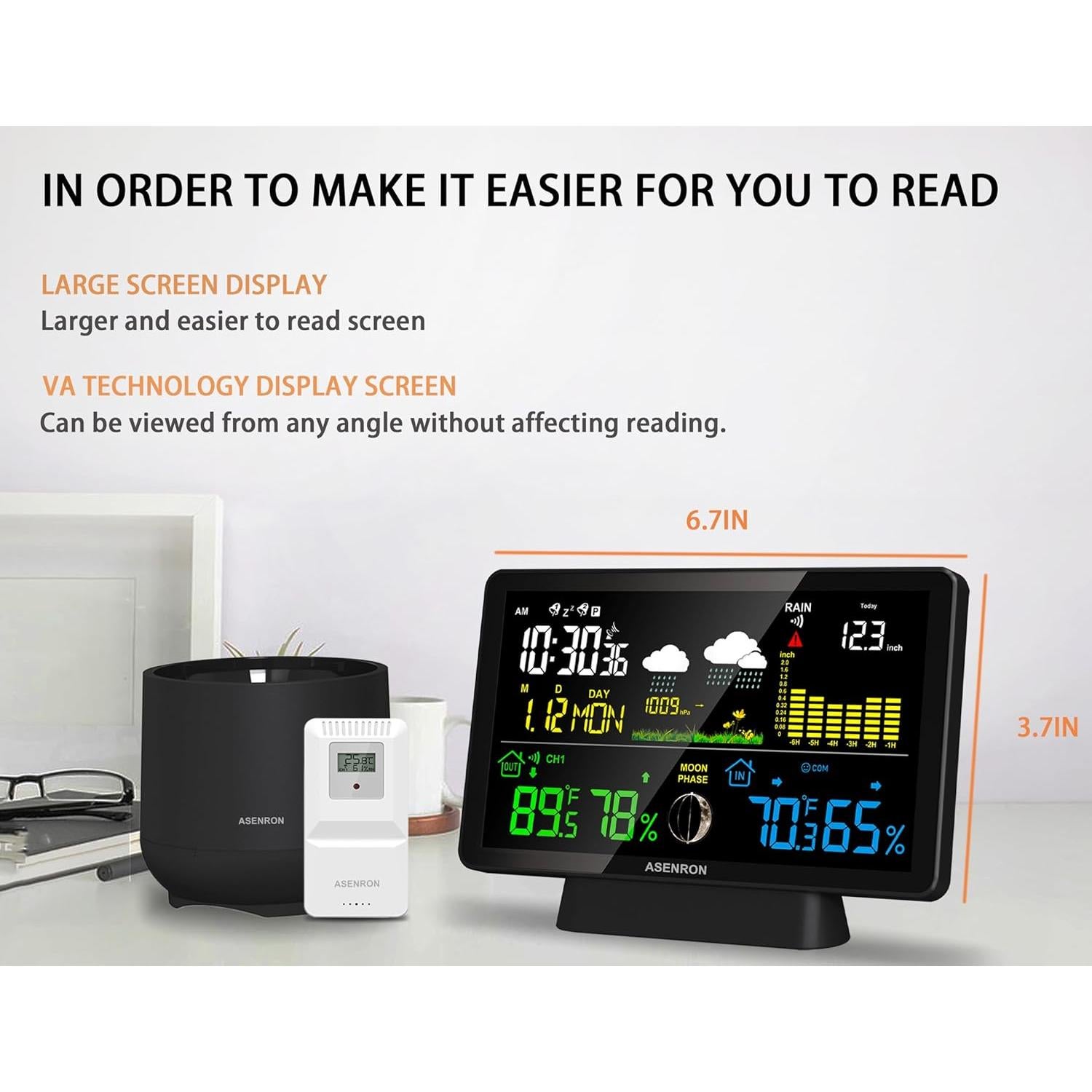 Estación Meteorológica Asenron con Pluviómetro Digital 5065-3S