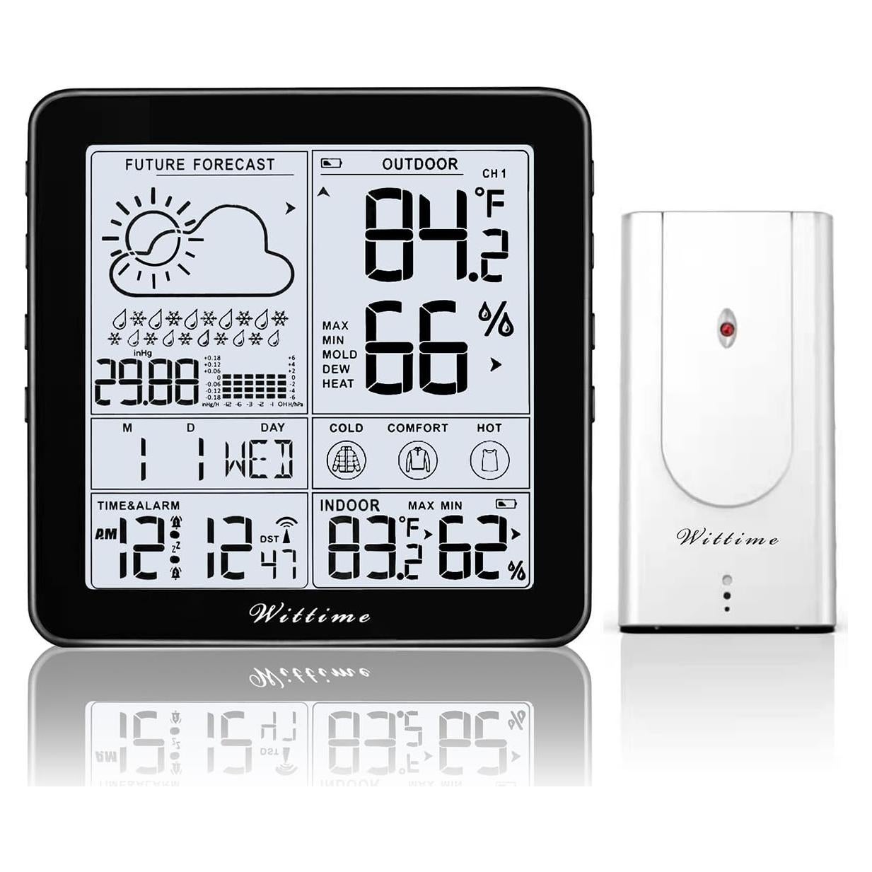 Estación Meteorológica Wittime Inalámbrica con Reloj Atómico