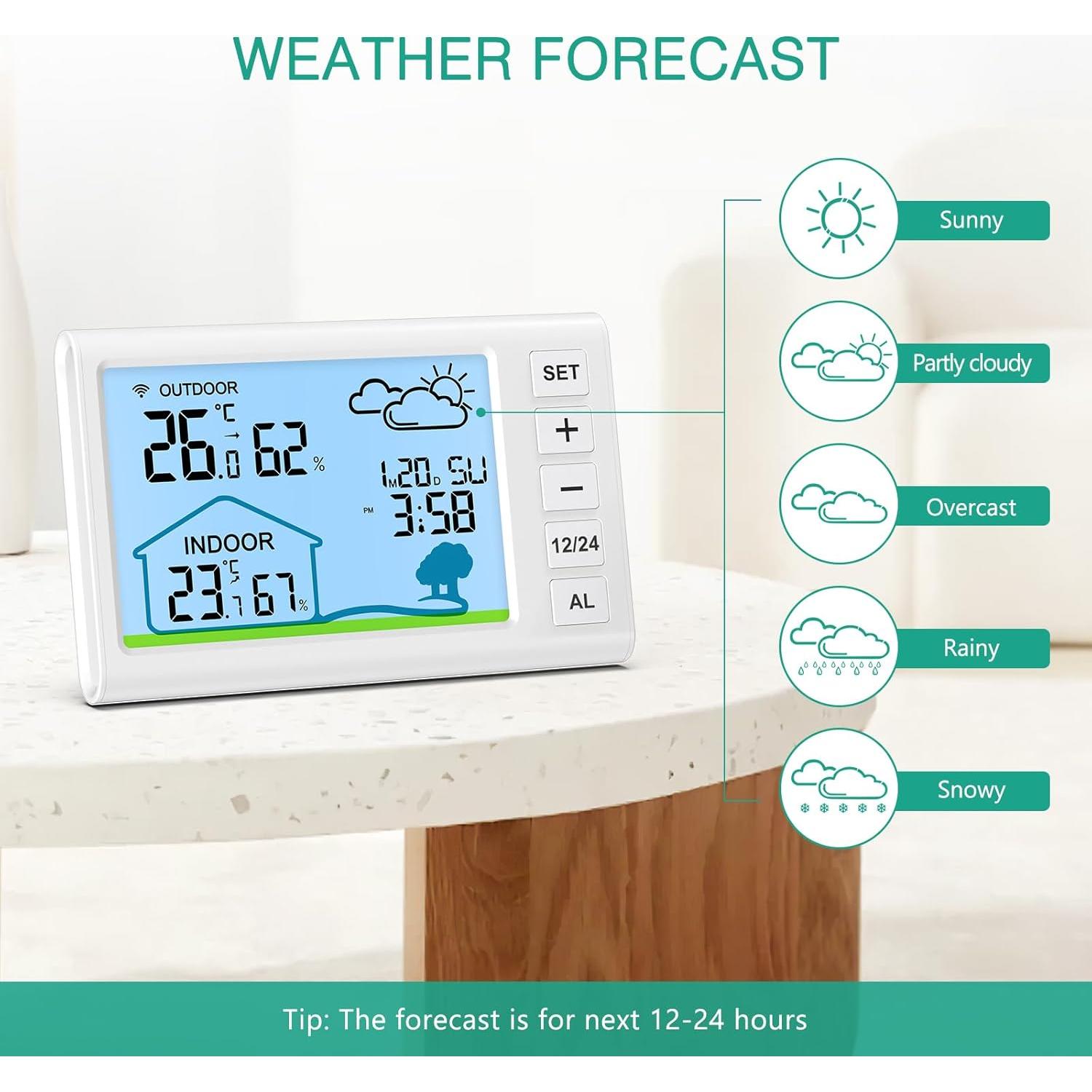 Estación Meteorológica Inalámbrica ORIA con Reloj y Termómetro