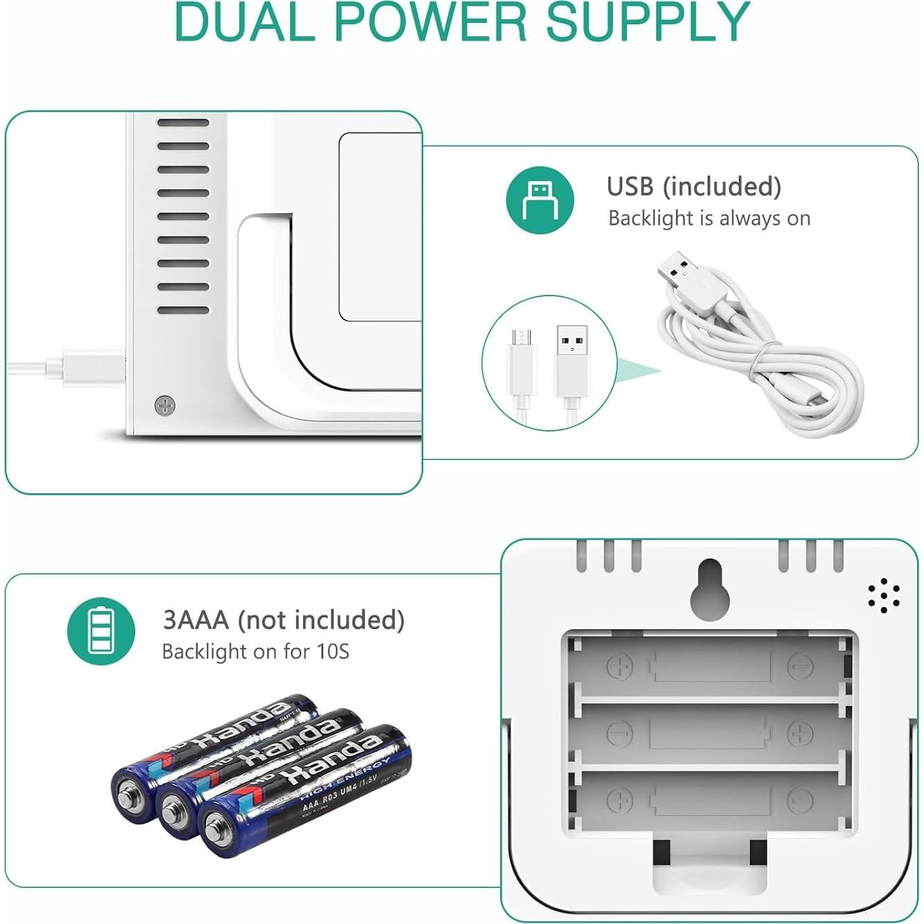 Estación Meteorológica Inalámbrica ORIA con Reloj y Termómetro