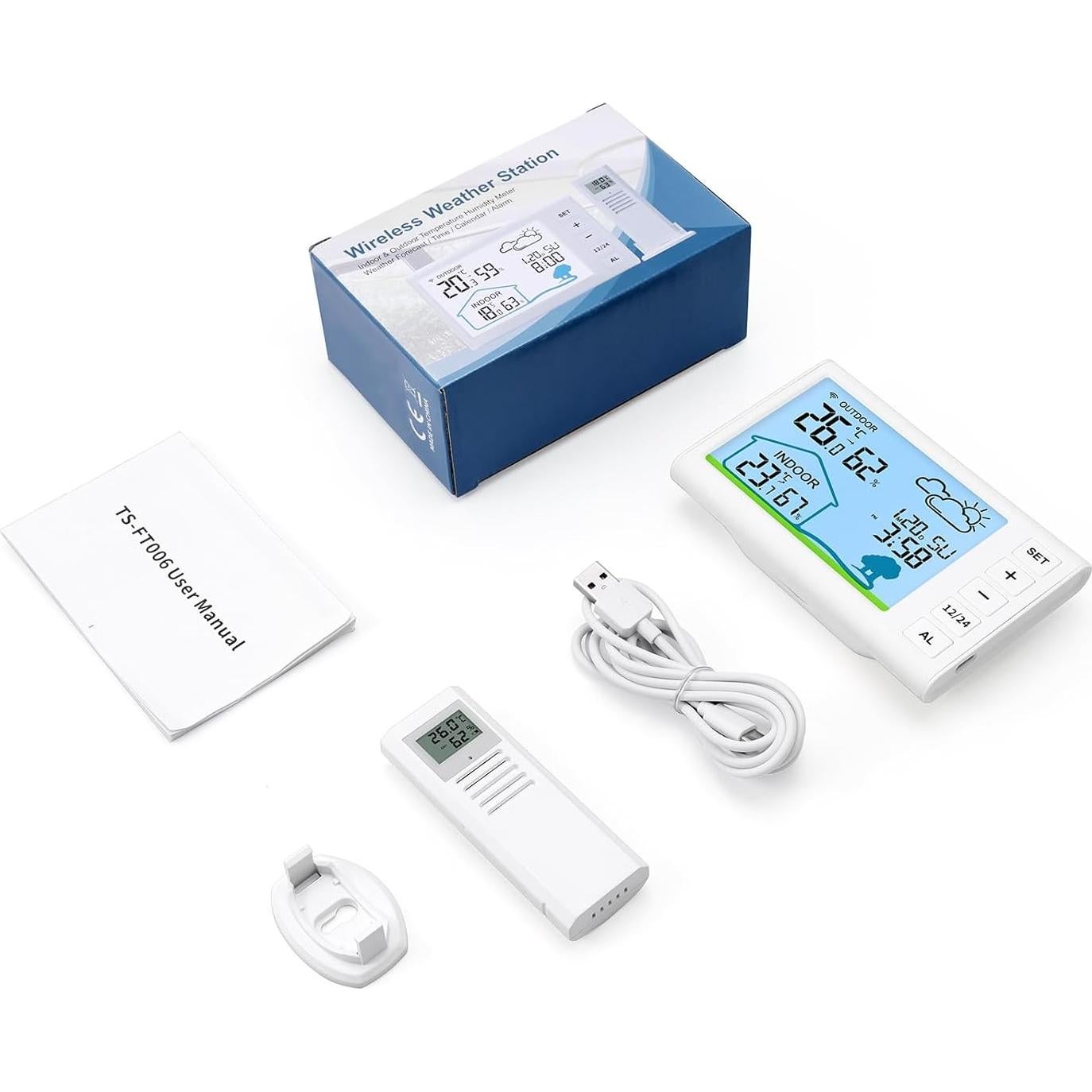 Estación Meteorológica Inalámbrica ORIA con Reloj y Termómetro