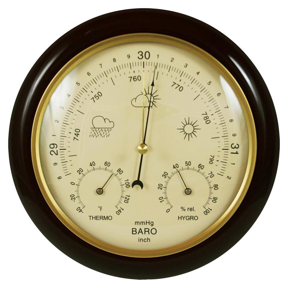 Barómetro tradicional Ambient Weather WS-YG302A 25.4 cm madera cerezo