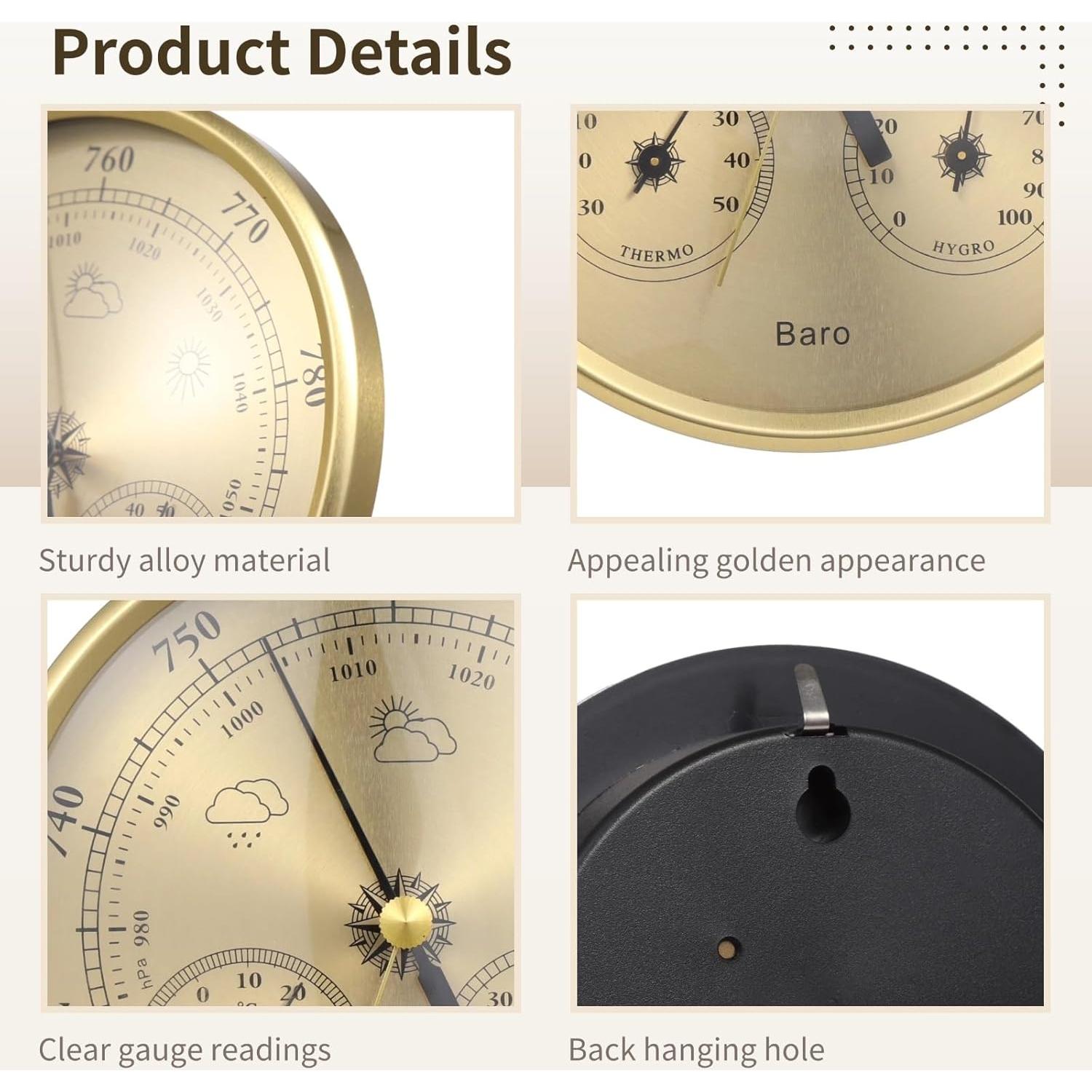 Barómetro 3 en 1 Homaisson - Termómetro, Higrómetro, Interior/Exterior