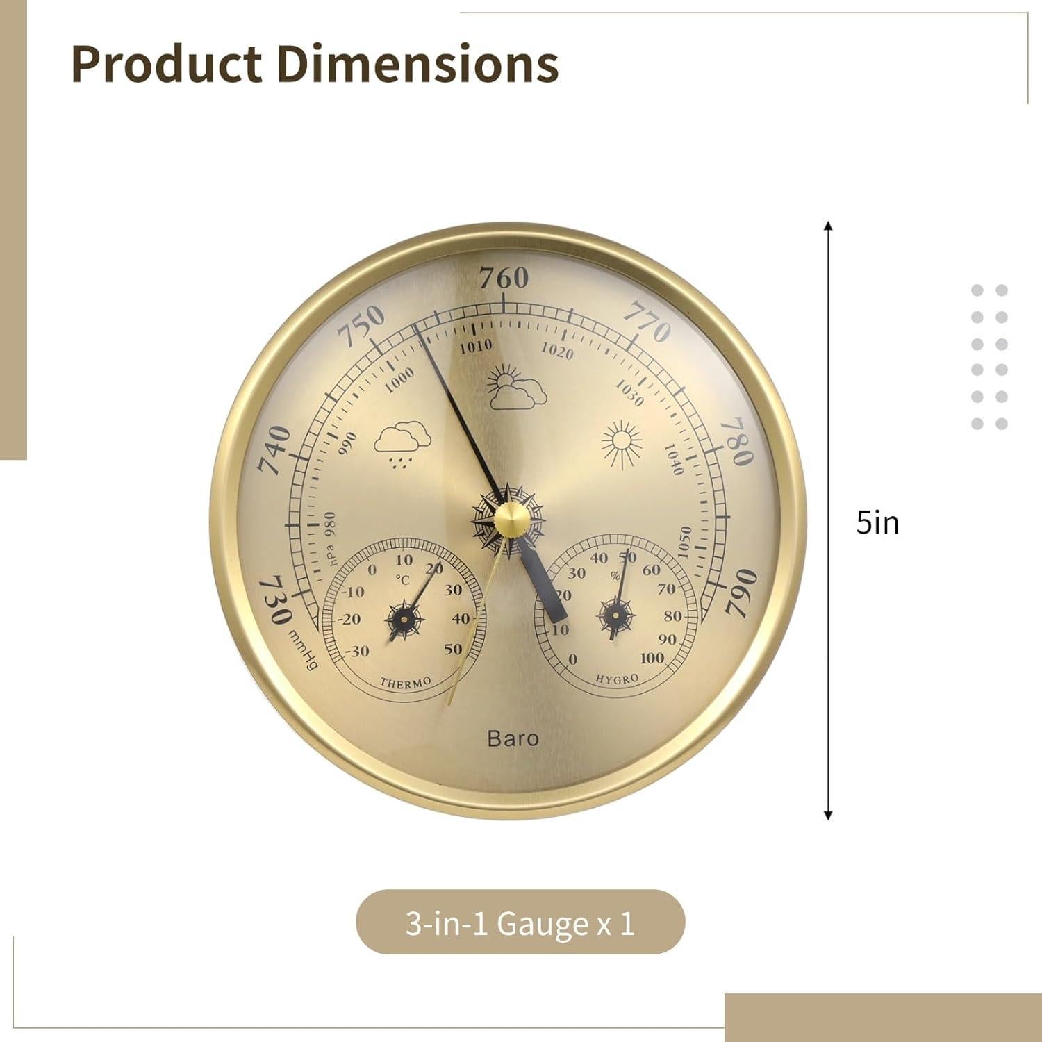 Barómetro 3 en 1 Homaisson - Termómetro, Higrómetro, Interior/Exterior