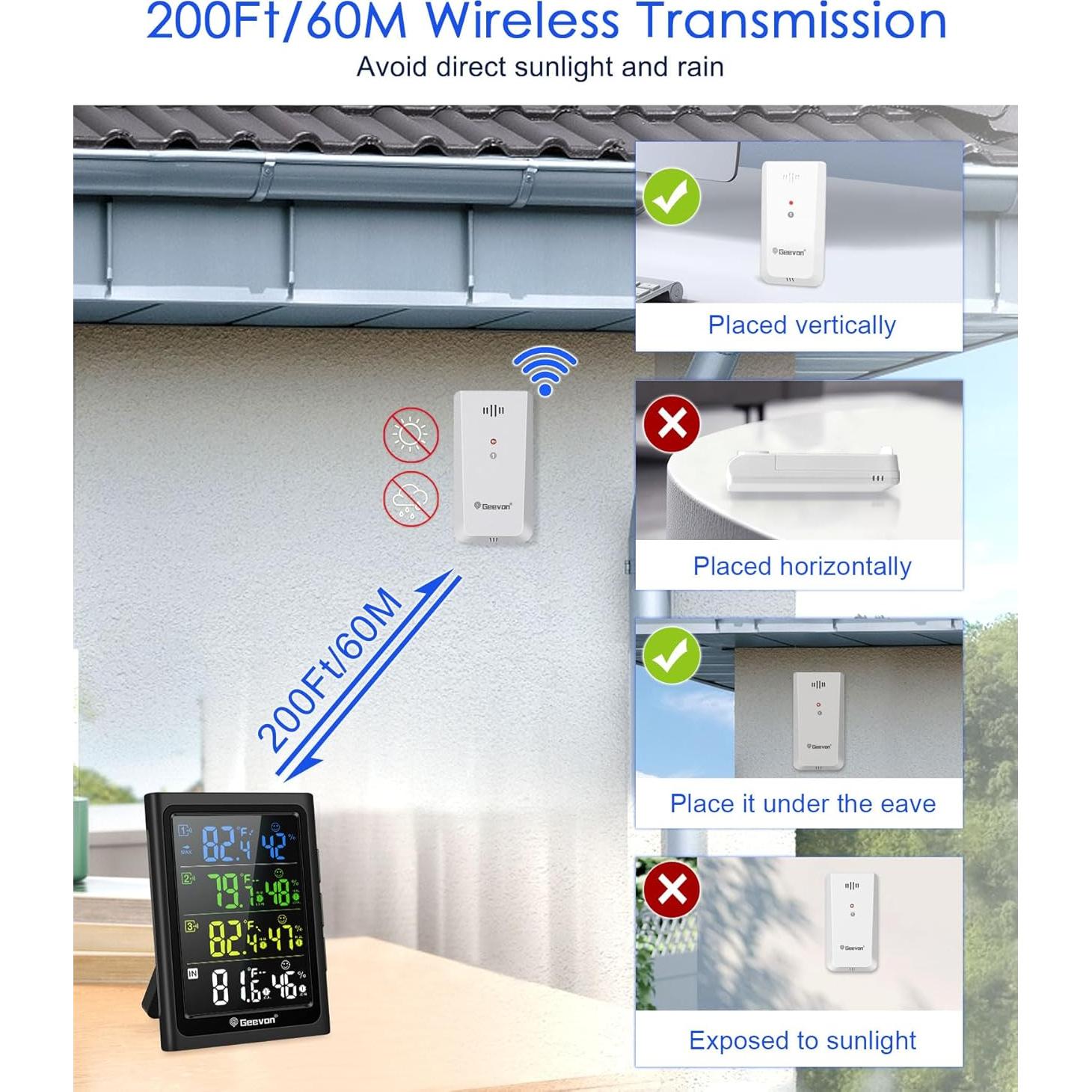 Sensor Remoto Inalámbrico Exterior Geevon TX19 para Estación Meteorológica