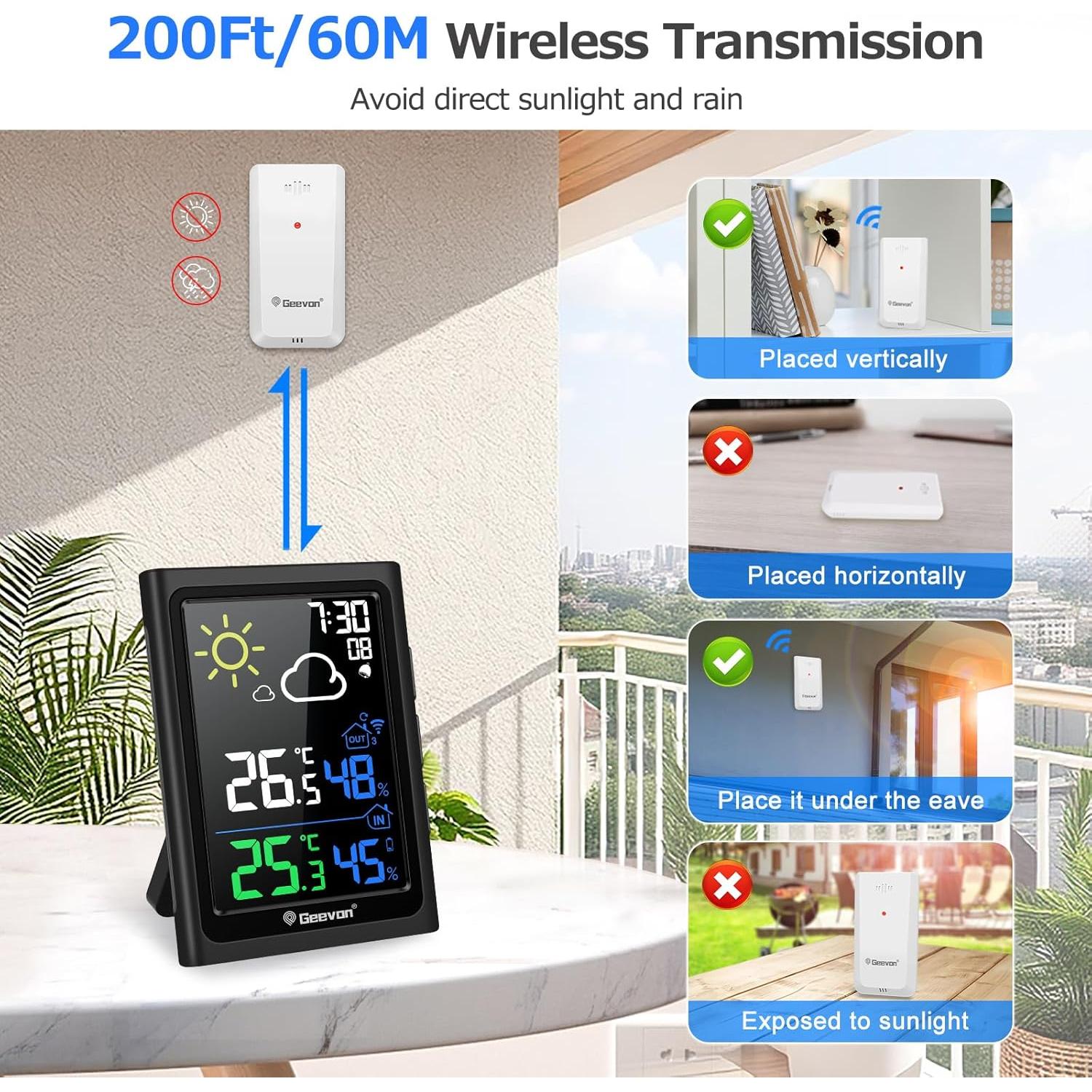 Sensor Remoto Inalámbrico Exterior Geevon TX19 para Estación Meteorológica