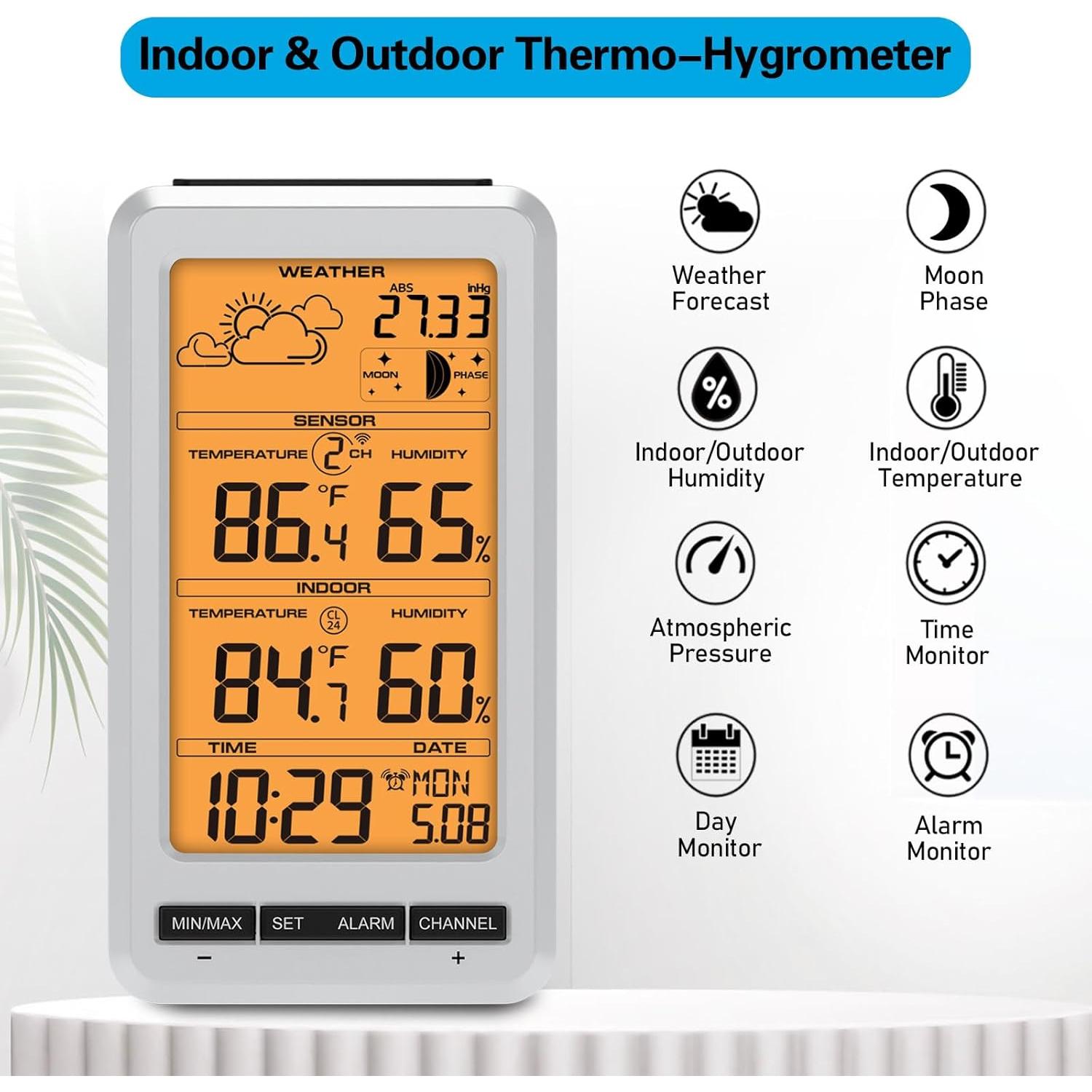 Estación Meteorológica Inalámbrica Urageuxy UC-WS0800 con Pantalla Naranja