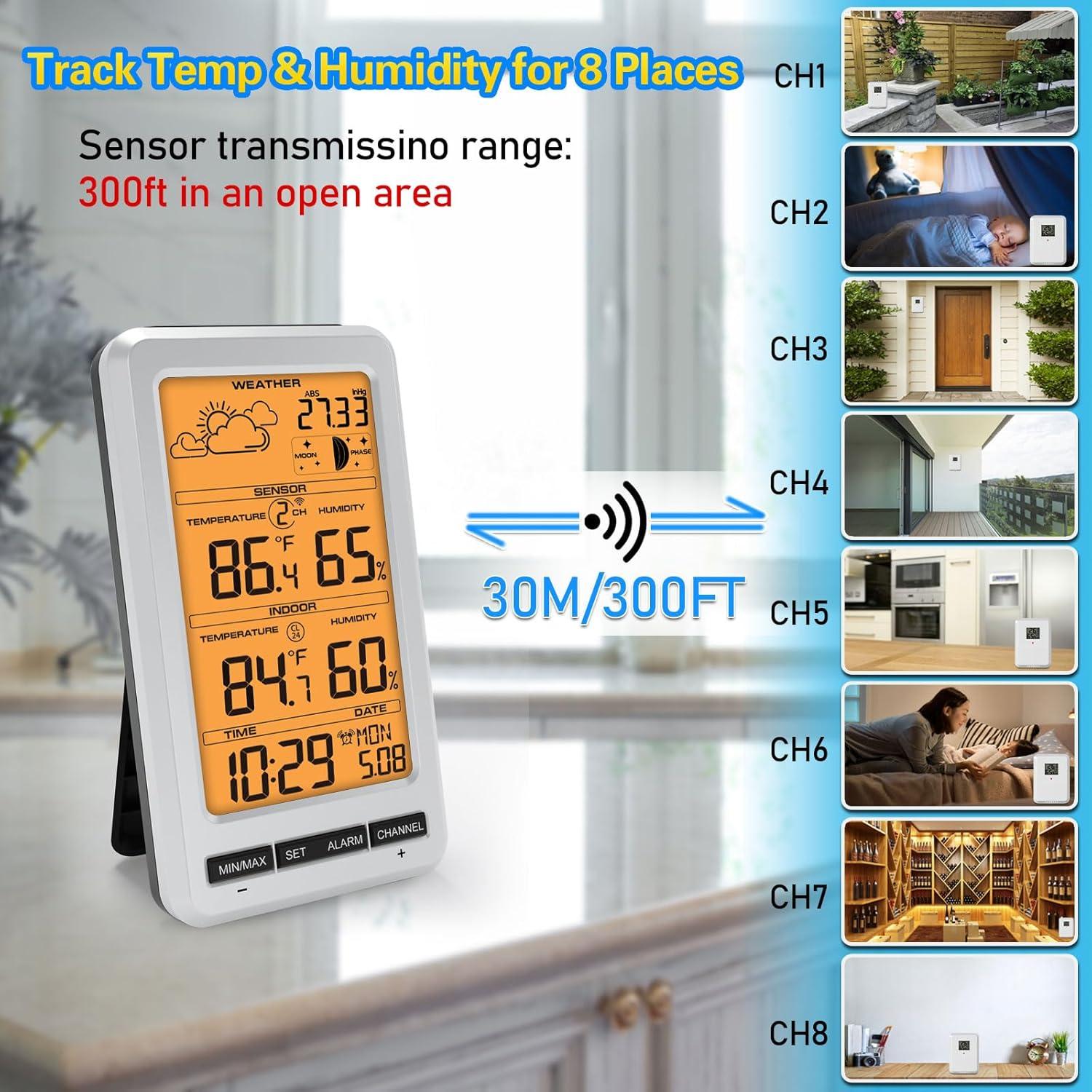 Estación Meteorológica Inalámbrica Urageuxy UC-WS0800 con Pantalla Naranja