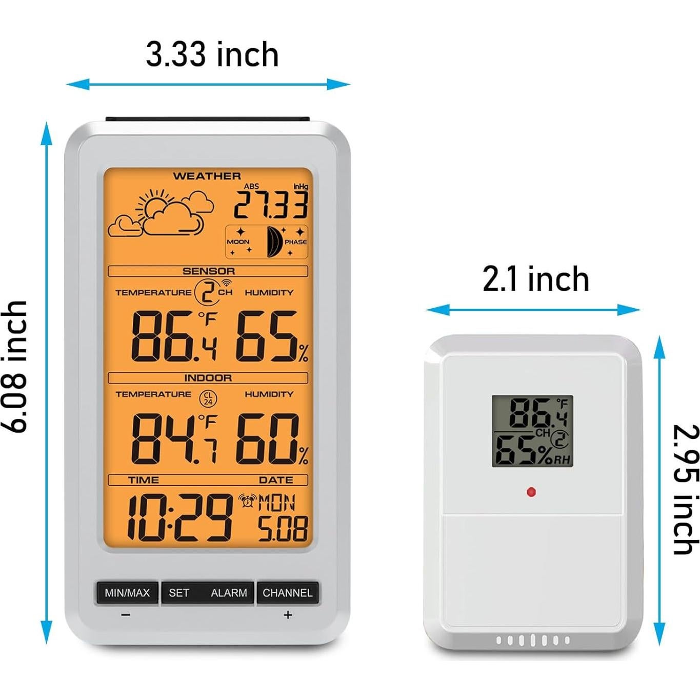 Estación Meteorológica Inalámbrica Urageuxy UC-WS0800 con Pantalla Naranja