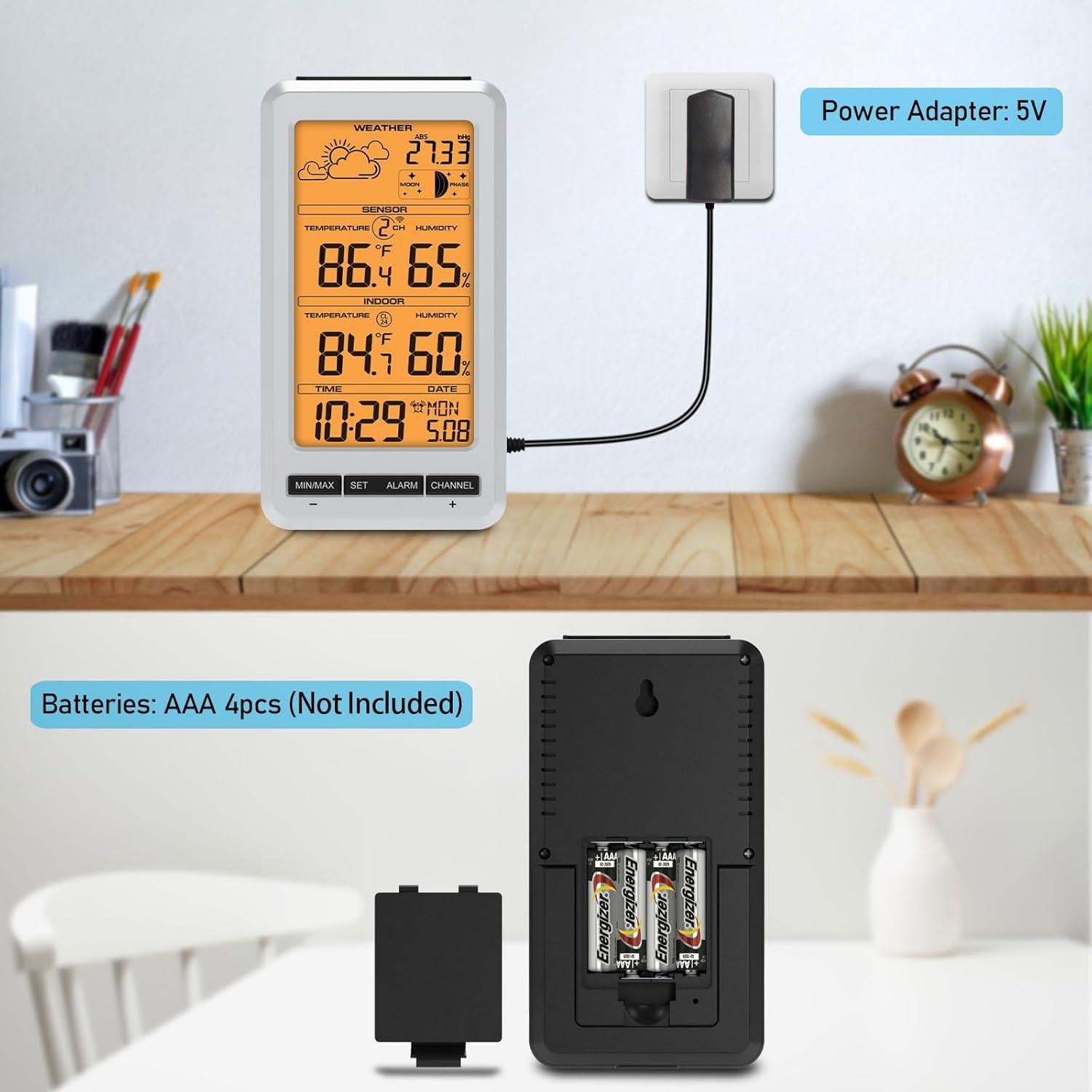 Estación Meteorológica Inalámbrica Urageuxy UC-WS0800 con Pantalla Naranja