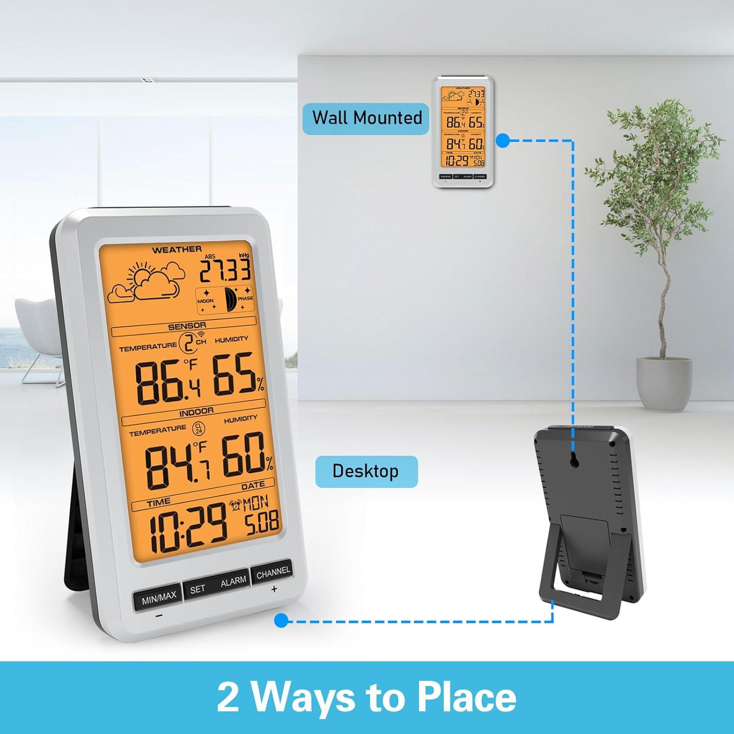 Estación Meteorológica Inalámbrica Urageuxy UC-WS0800 con Pantalla Naranja