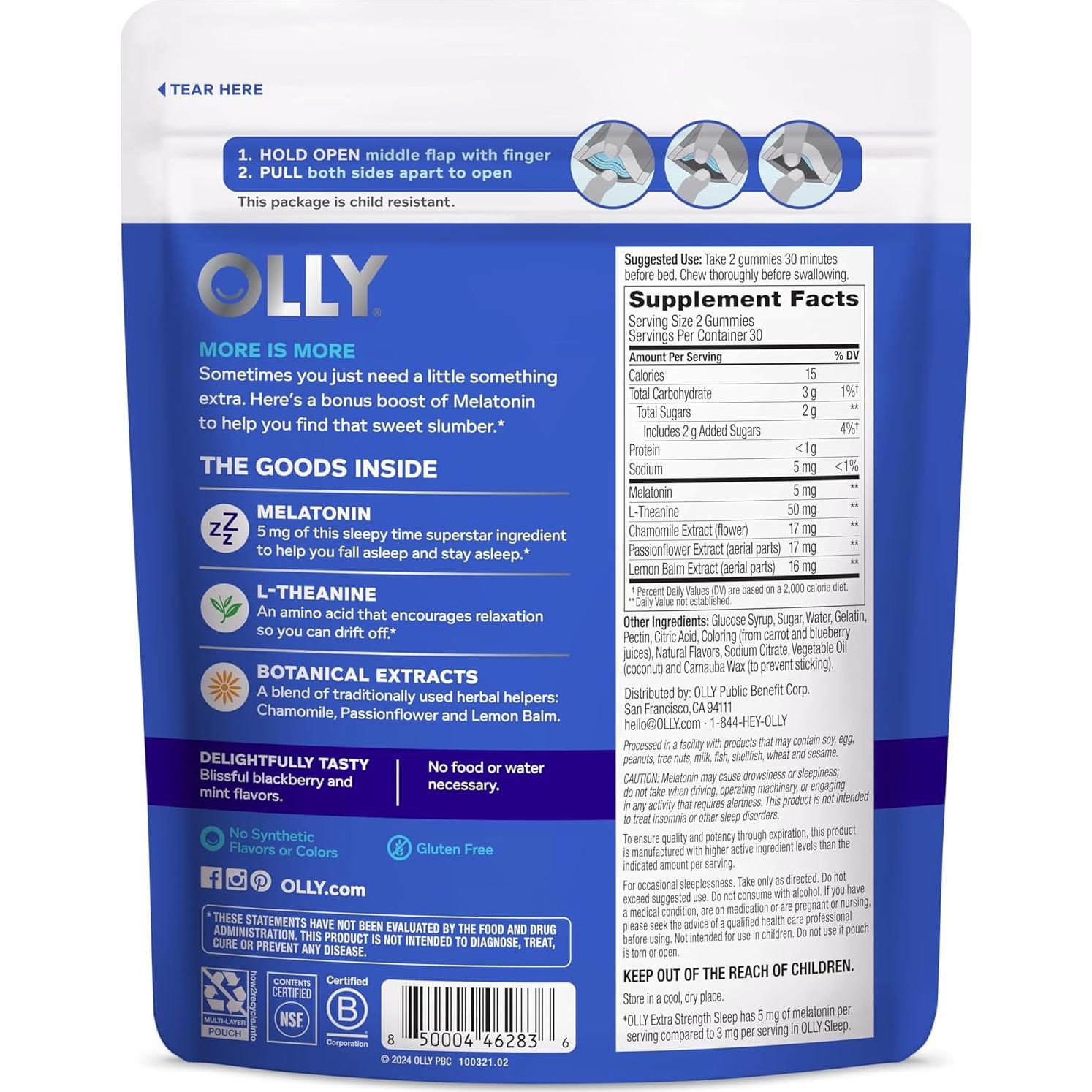 Gomitas OLLY Sueño Extra Fuerte 60 unidades - 5 mg Melatonina