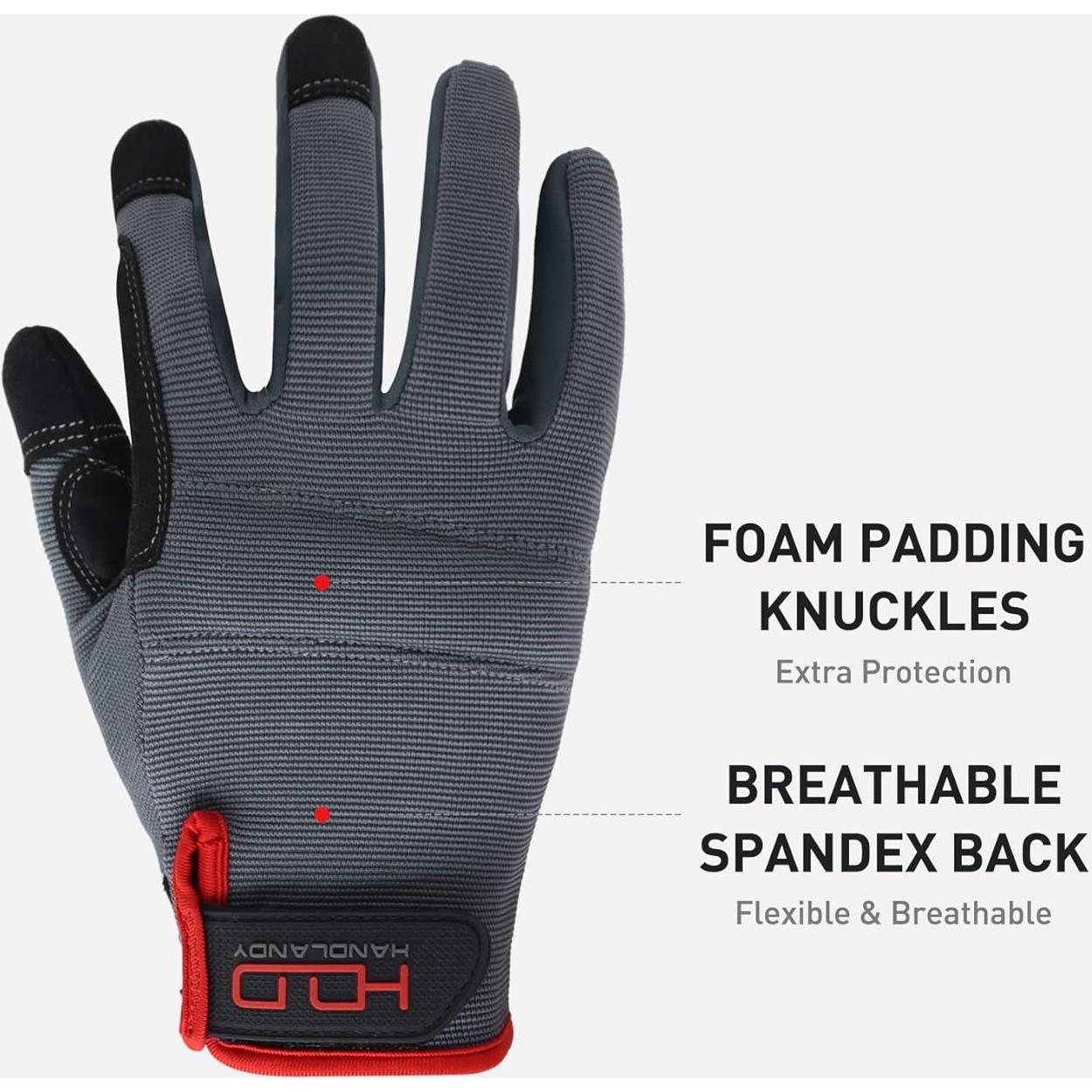 Guantes de Trabajo HANDLANDY Unisex Táctiles Flexibles 21x11cm