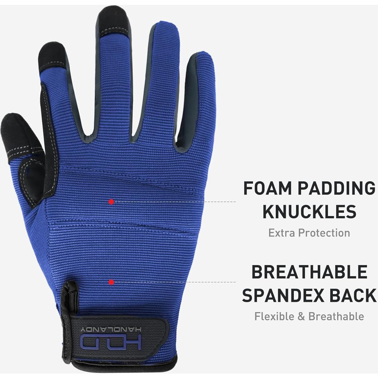 Guantes de Trabajo HANDLANDY Unisex Táctiles Azul XL