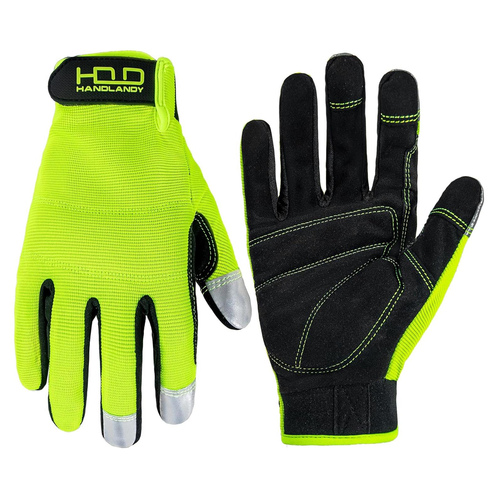 Guantes de Trabajo HANDLANDY Unisex Táctiles Amarillo Visibilidad