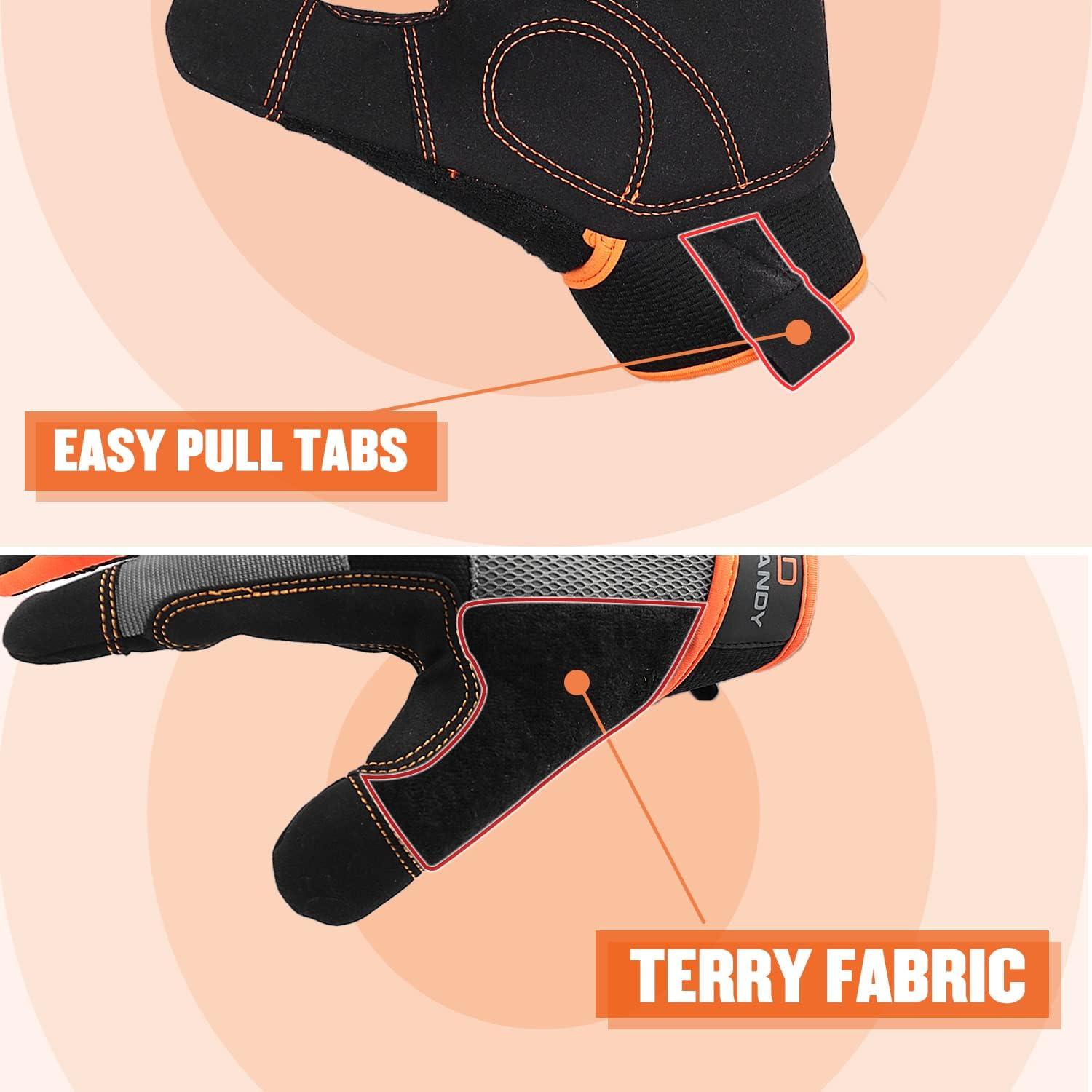 Guantes de Trabajo HANDLANDY Unisex Táctiles Naranja 2X