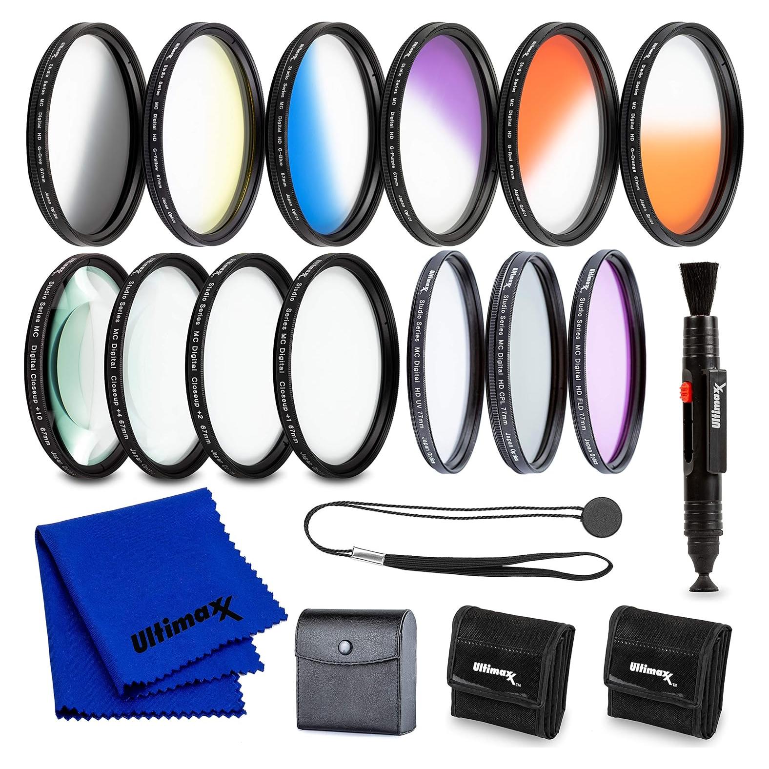 Kit de Filtros de Lente Ultimaxx 46mm: UV, CPL, Macro y Graduales