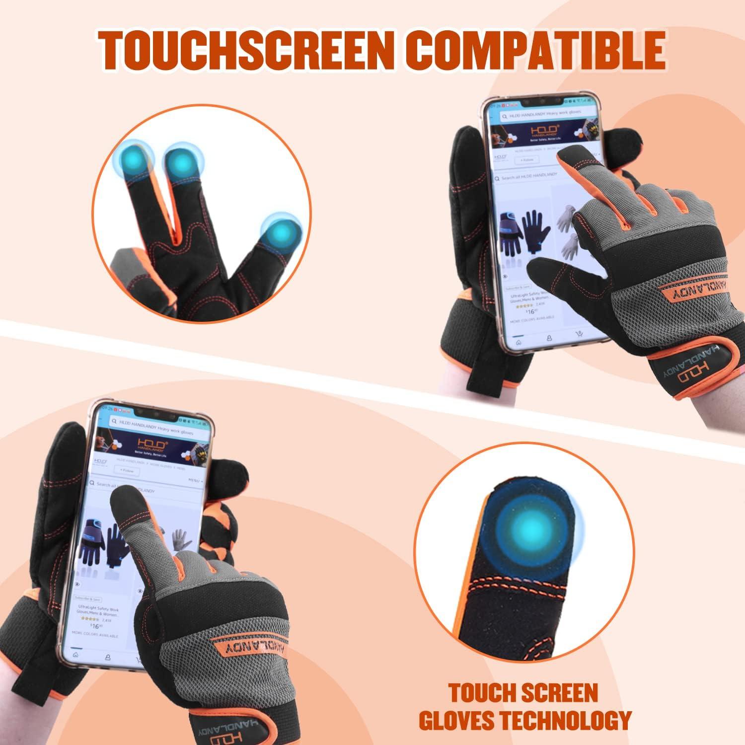 Guantes de Trabajo HANDLANDY Táctiles Unisex Naranja