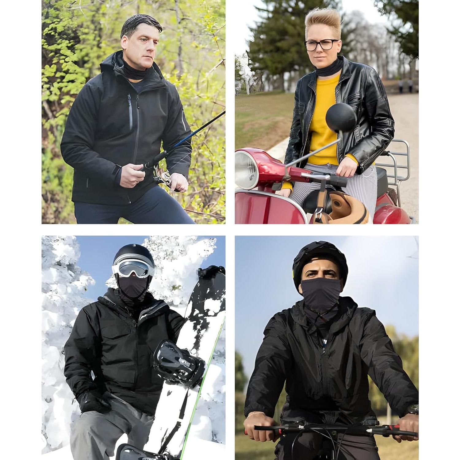 Paquete de 4 Balaclavas Negras Unisex para Ciclismo y Esquí
