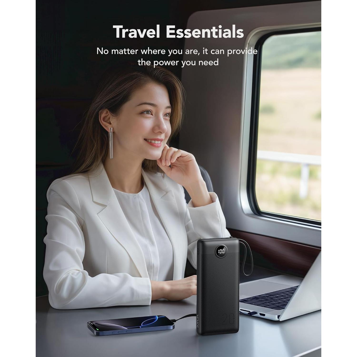 Cargador Portátil VRURC 20000mAh Carga Rápida 4 Salidas Negro