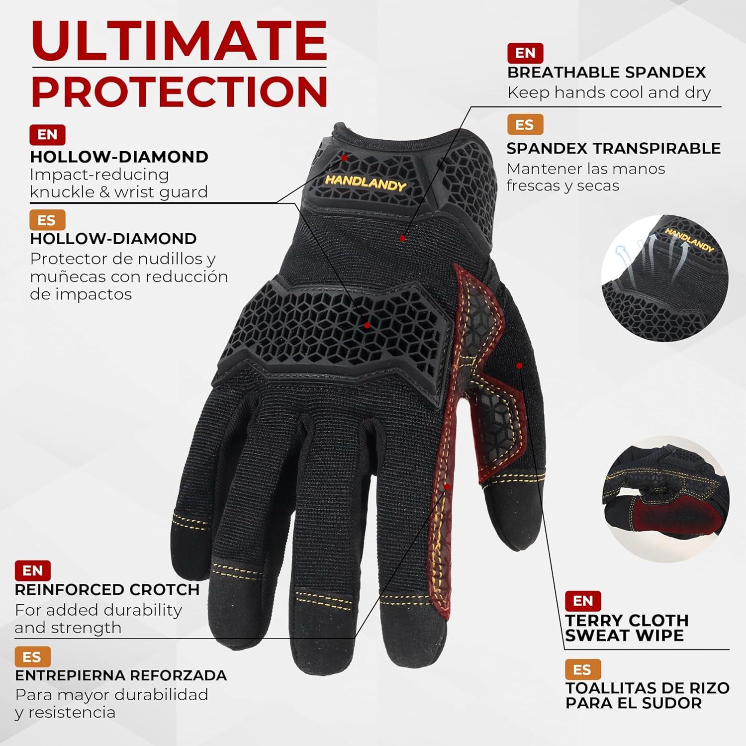 Guantes de Trabajo HANDLANDY Unisex Táctiles y Flexibles