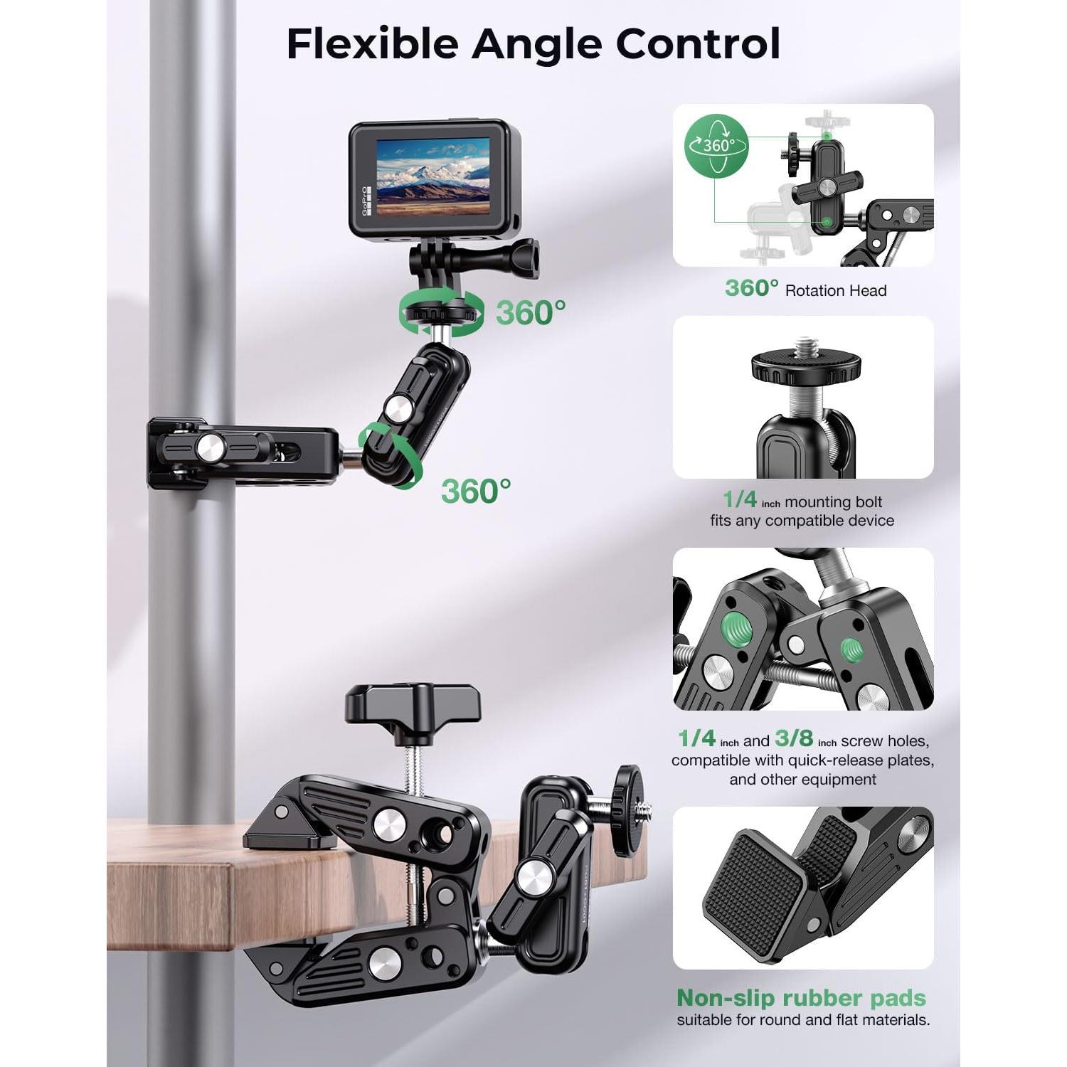 Soporte de Cámara Super Clamp CAMBOFOTO 3.5kg 360° Ajustable