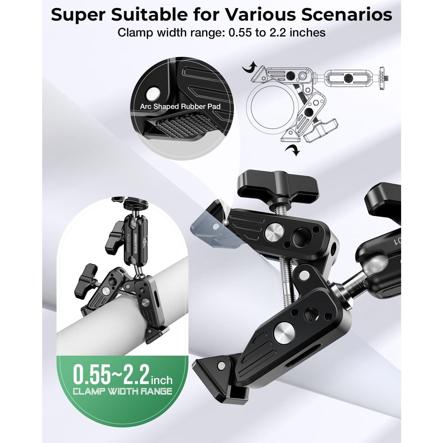 Soporte de Cámara Super Clamp CAMBOFOTO 3.5kg 360° Ajustable