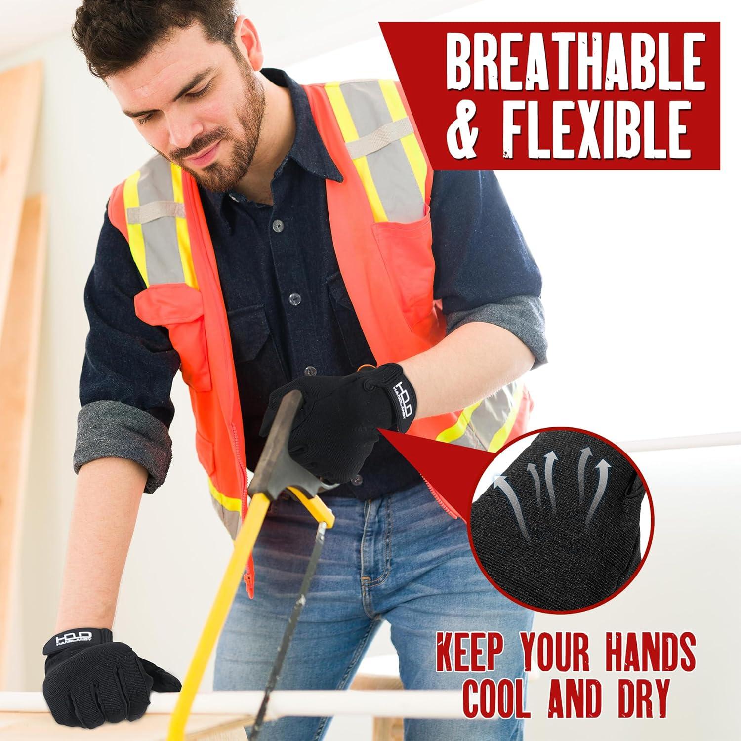 Guantes de Trabajo HANDLANDY Unisex Táctiles Acolchados