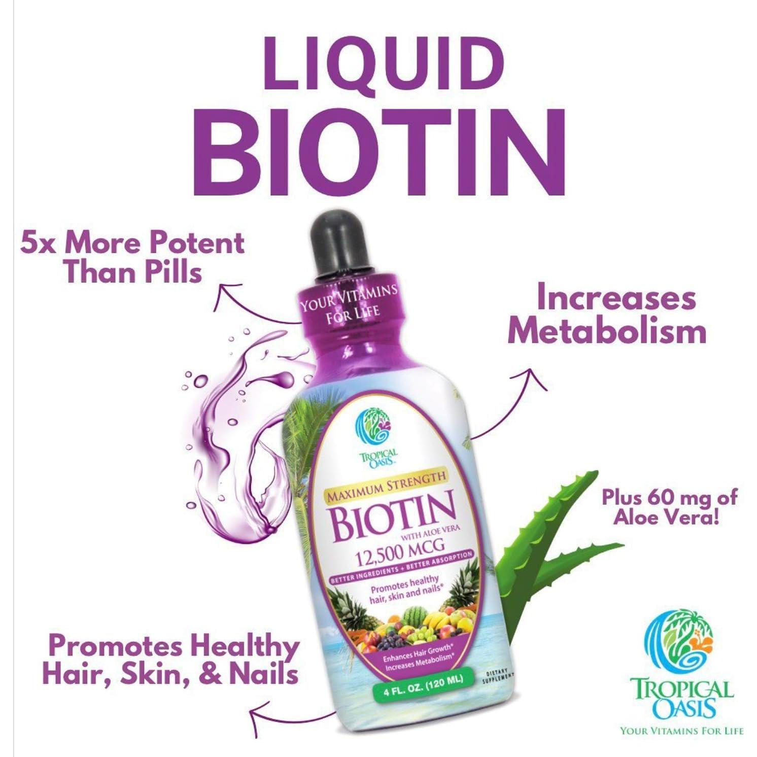Gotas de Biotina Líquida Tropical Oasis 118.3 ml - Crecimiento Cabello