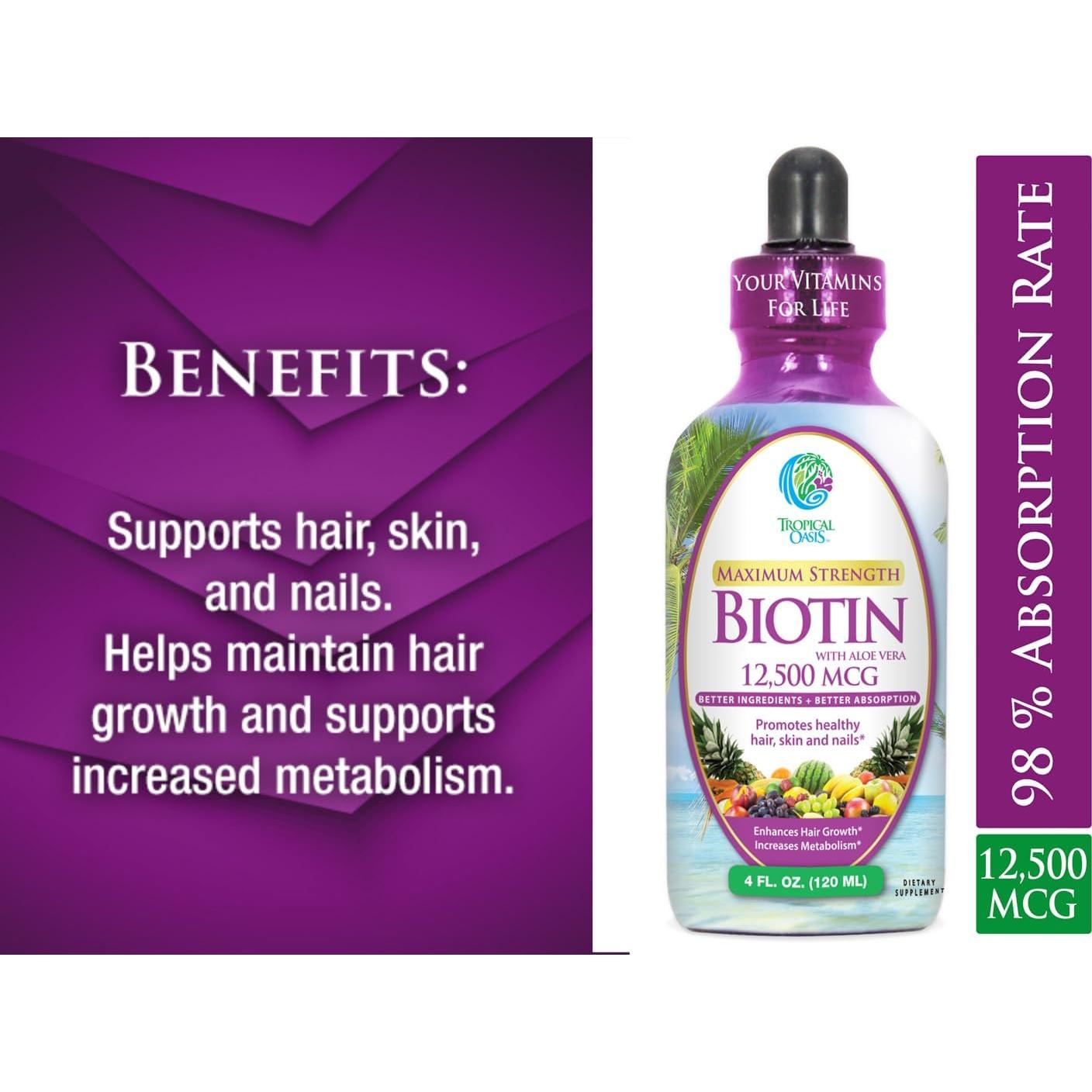 Gotas de Biotina Líquida Tropical Oasis 118.3 ml - Crecimiento Cabello