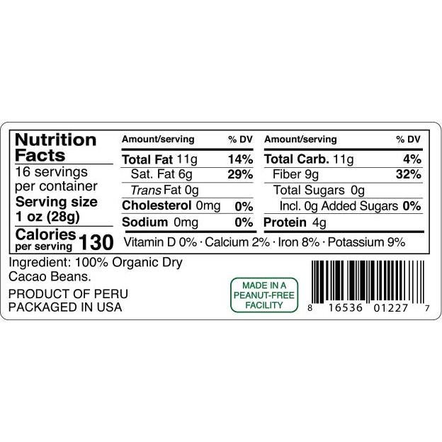 Frijoles de Cacao Orgánicos Kevala 0.45 kg - Vegano, Sin Gluten