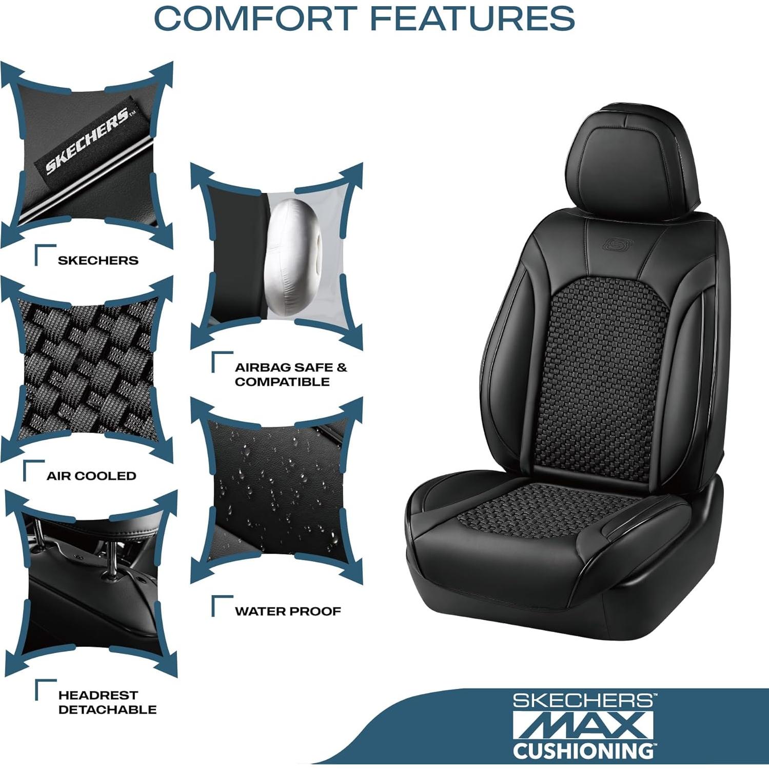 Funda de Asiento de Coche Skechers con Espuma de Memoria - Negro