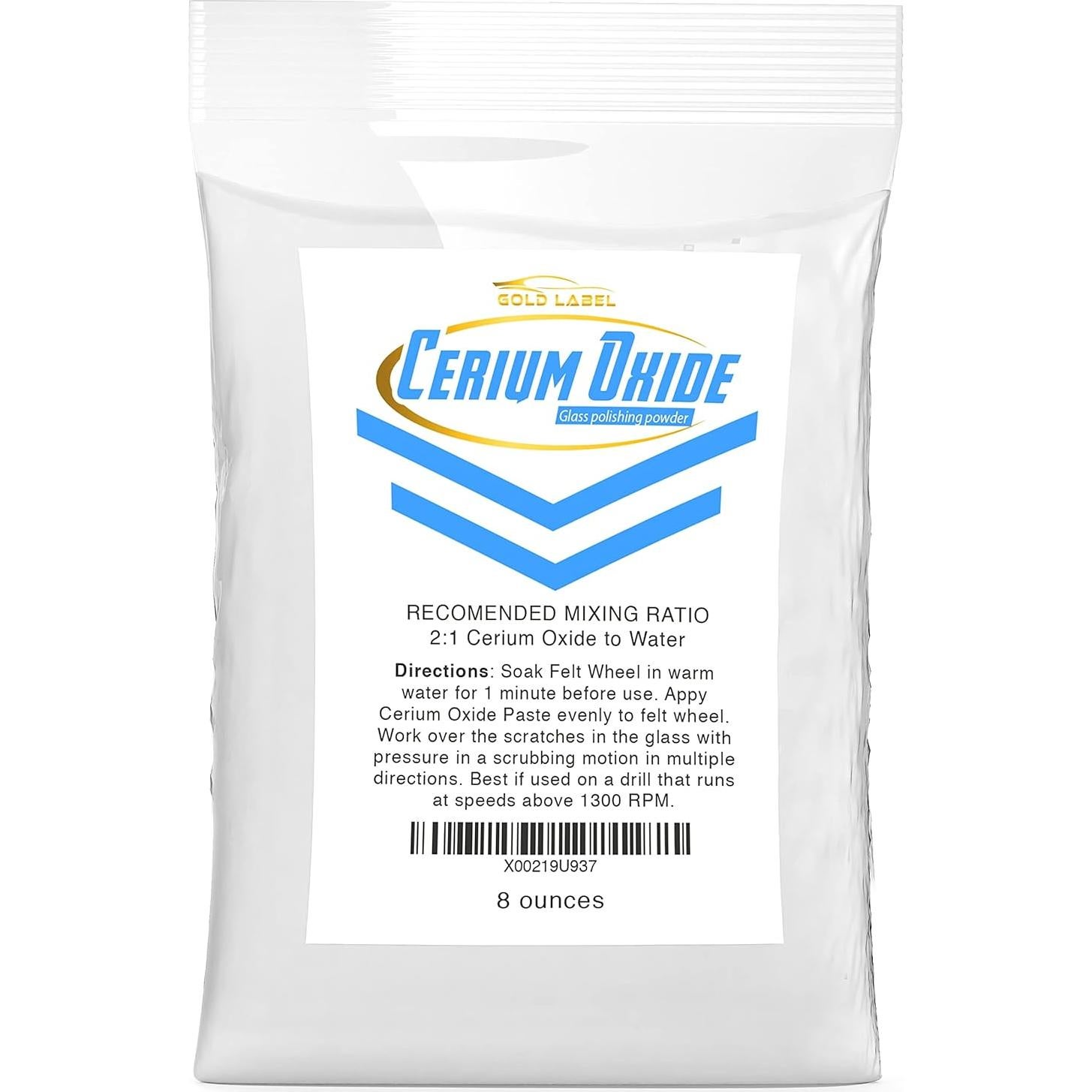 Óxido de Cerio Gold Label 8oz Polvo Pulido Vidrio