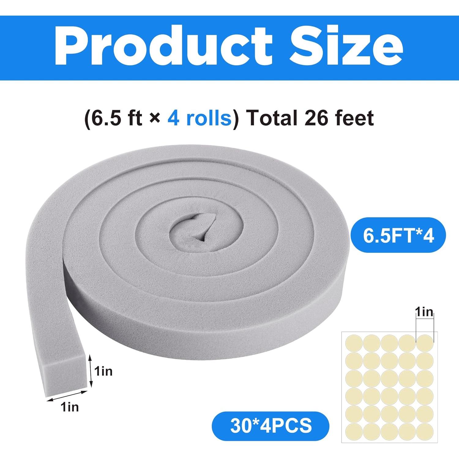 Cinta de Espuma Selladora para Aire Acondicionado moonoom 4 Pcs 2.54cm x 1.98m