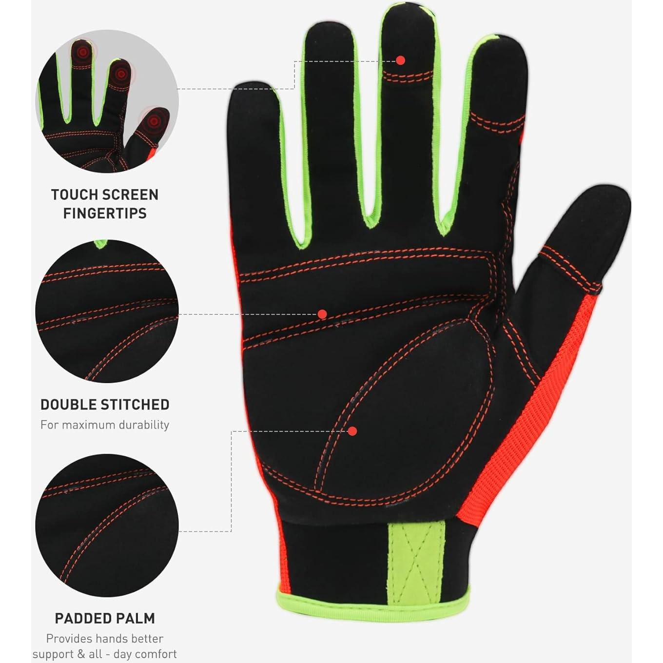 Guantes de Trabajo HANDLANDY Táctiles Unisex Naranja y Negro