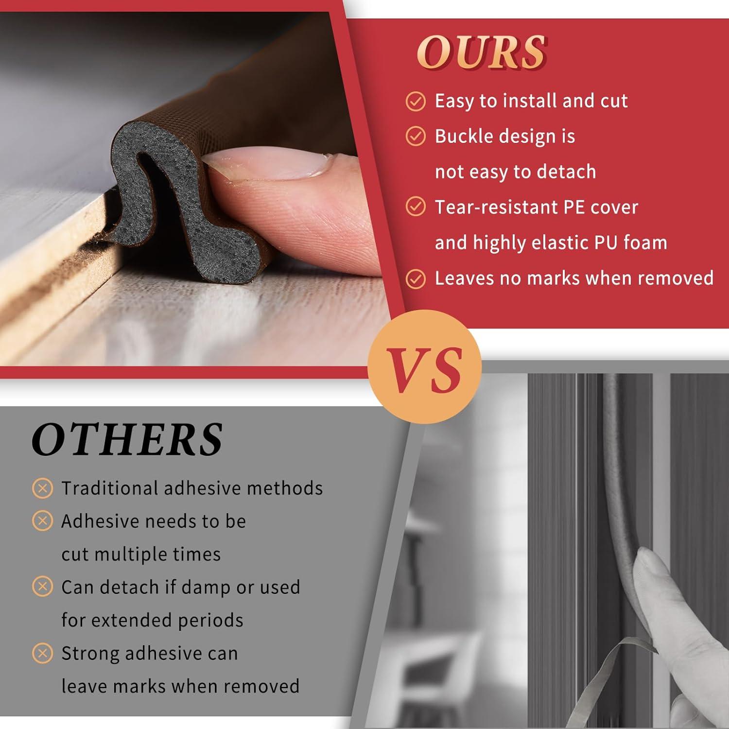 Burlete de Puerta 26 Pies BISOTHAI Aislamiento Acústico Marrón