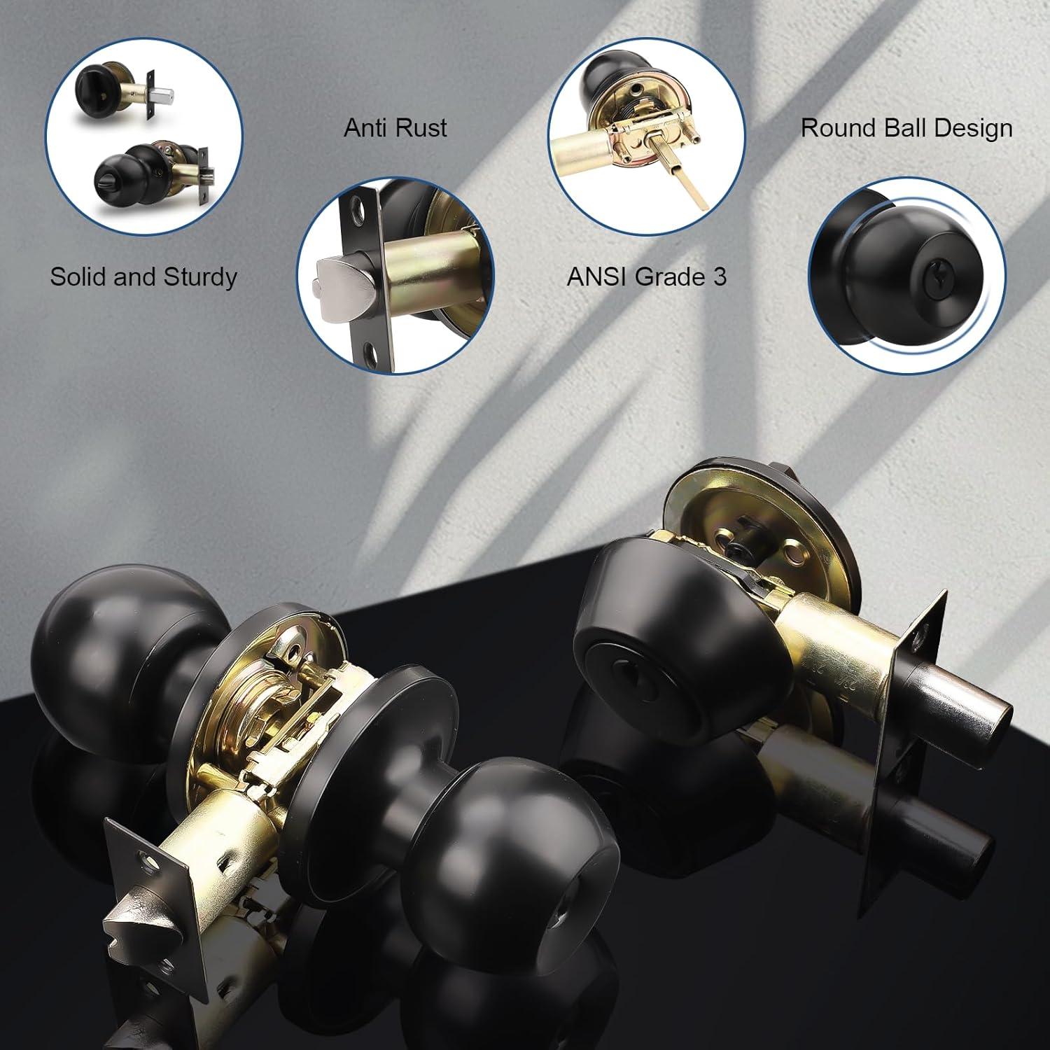 Cerradura de Puerta Exterior Knobonly con Llave Negra Mate